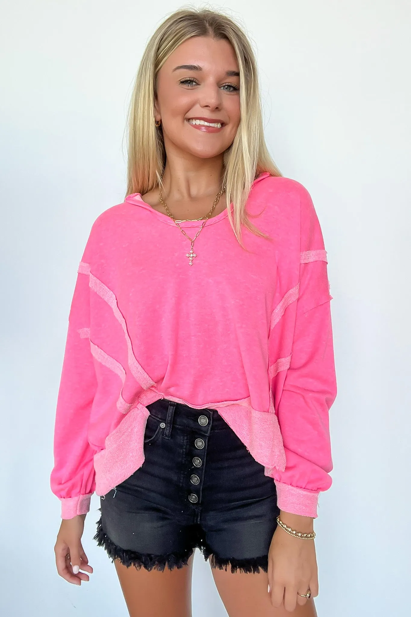 Marleigh Contrast Trim Relaxed Hooded Pullover - BACK IN STOCK sold by Madison + Mallory product image thumbnail 3