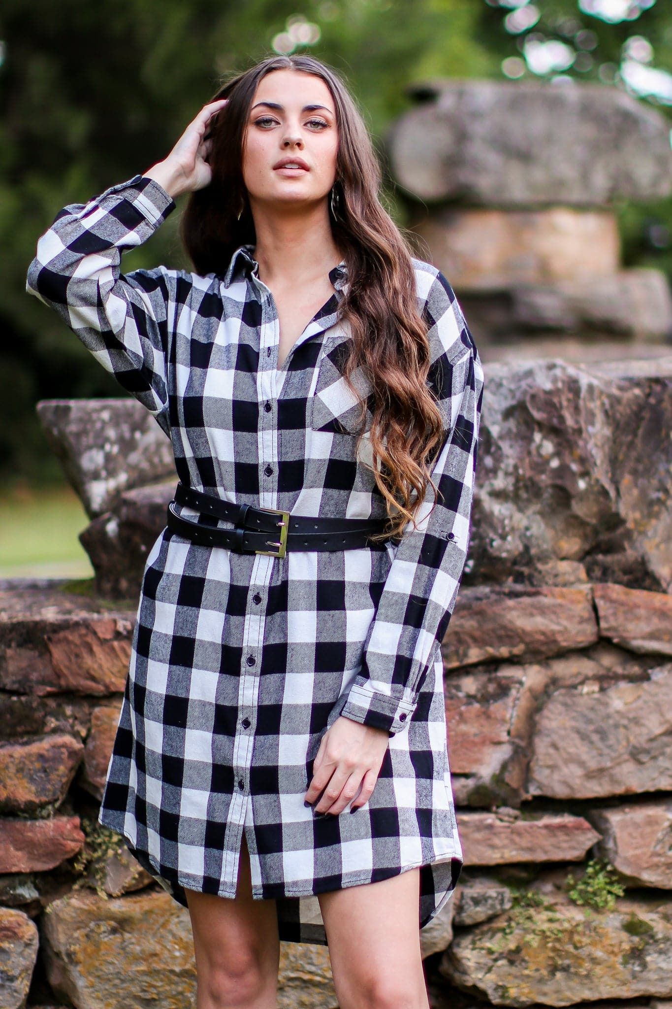 Hylton Buffalo Plaid Long Line Shacket - FINAL SALE sold by Madison + Mallory product image thumbnail 3