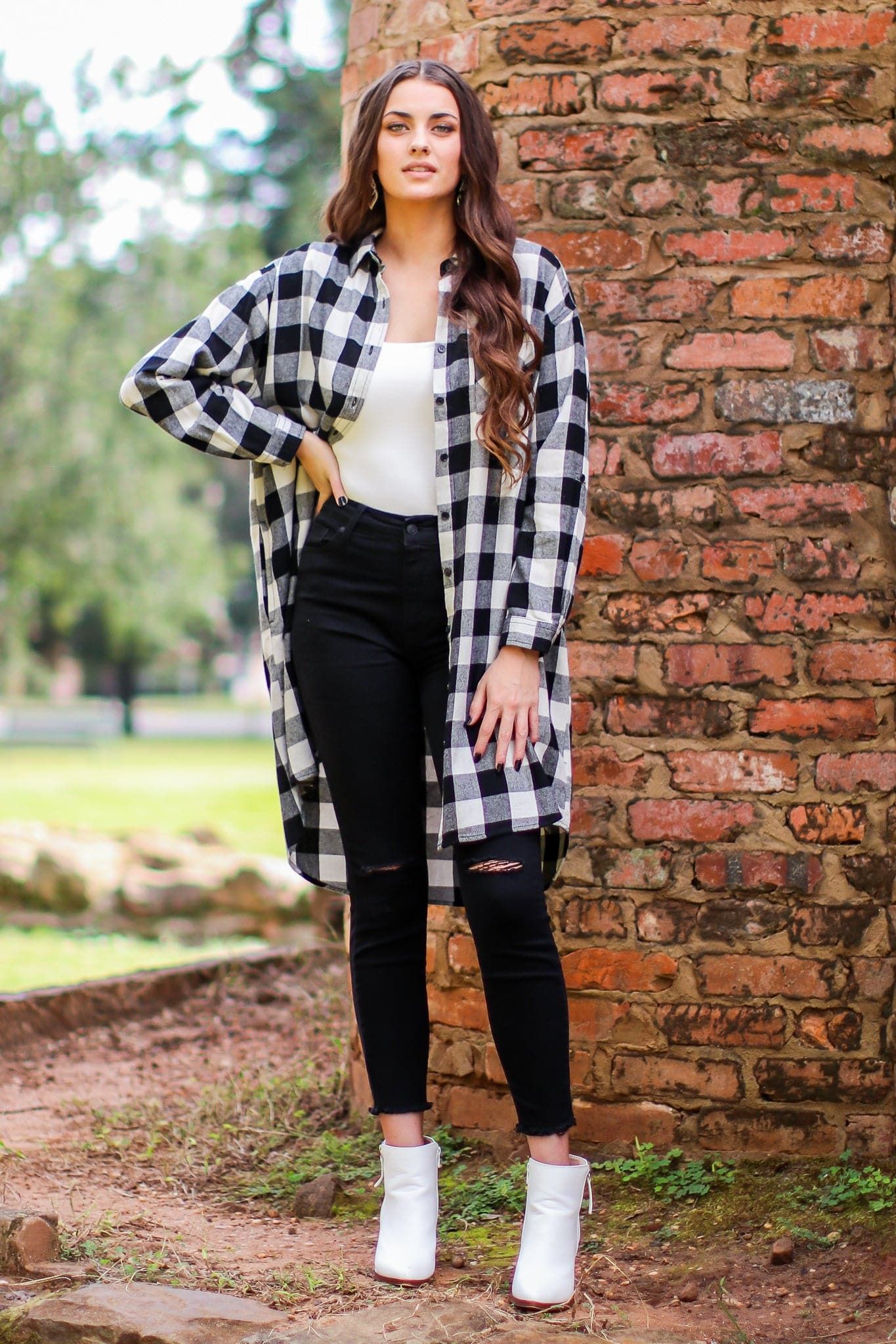 Hylton Buffalo Plaid Long Line Shacket - FINAL SALE sold by Madison + Mallory product image thumbnail 4