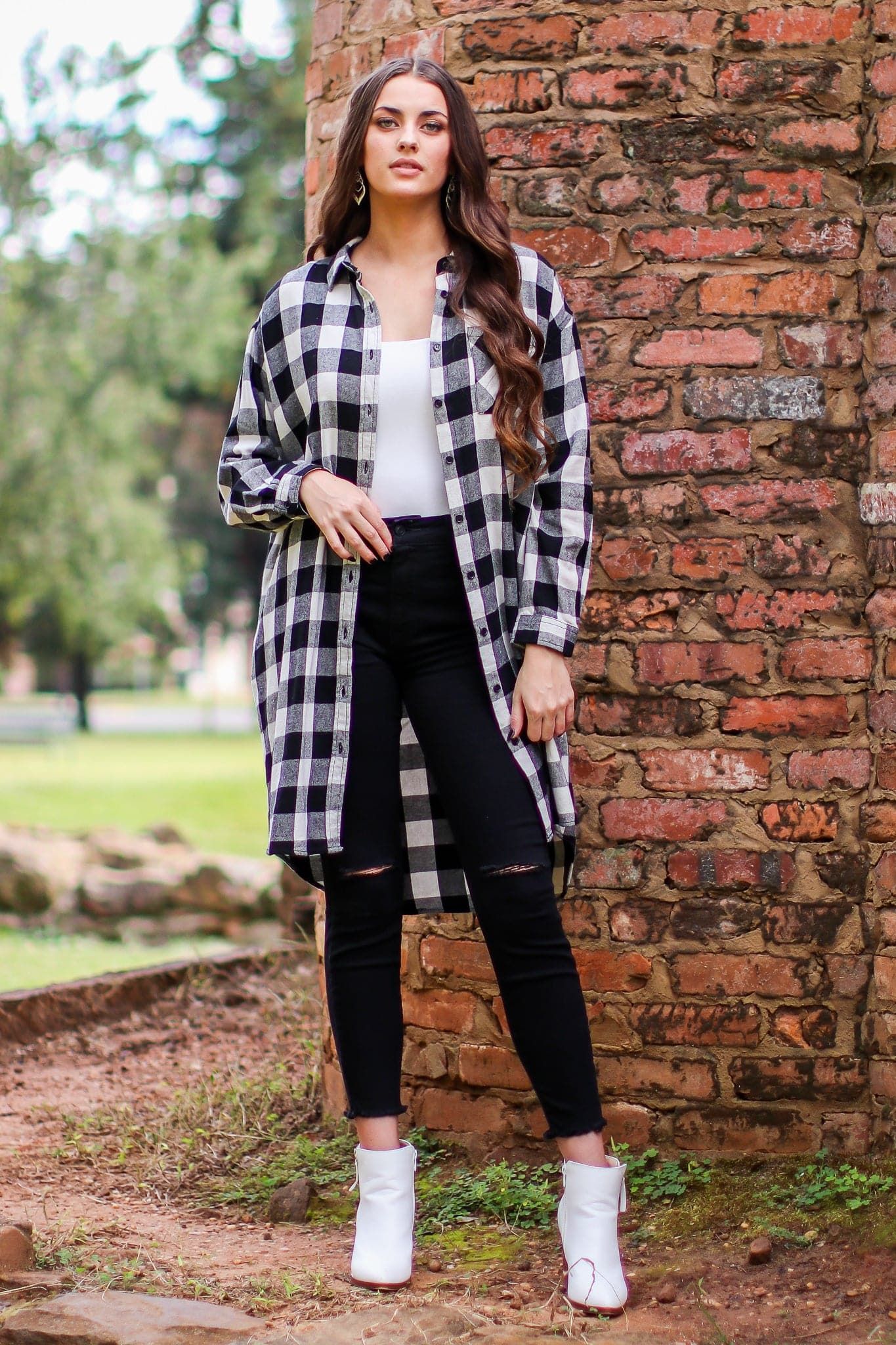 Hylton Buffalo Plaid Long Line Shacket - FINAL SALE sold by Madison + Mallory product image thumbnail 2