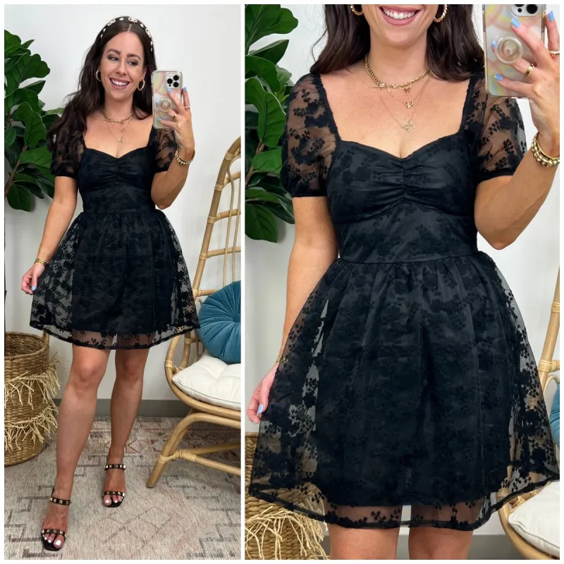 Pursuing Love Floral Lace Puff Sleeve Dress sold by Madison + Mallory