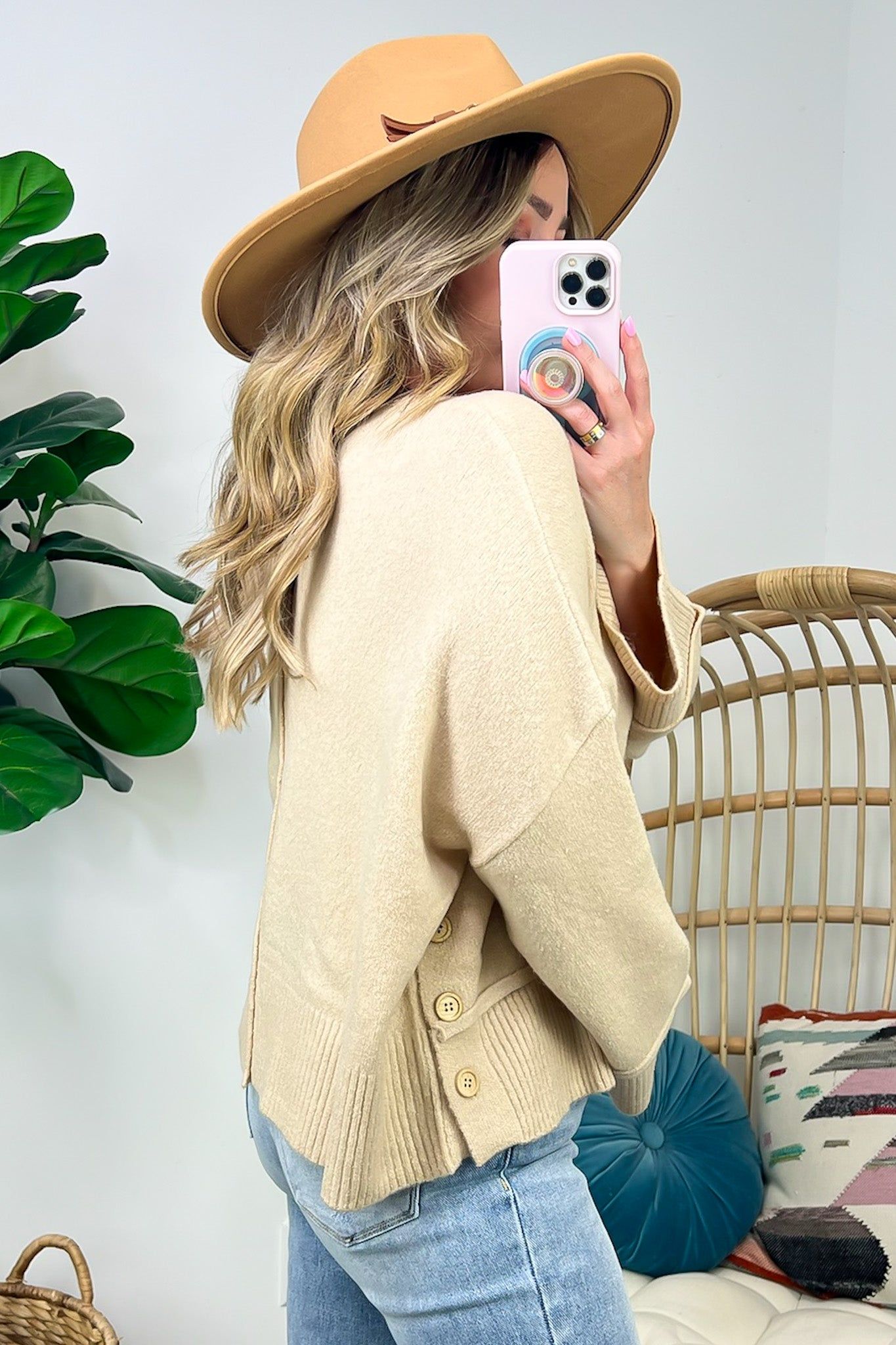 Toasty Perfection Button Detail Rib Contrast Sweater sold by Madison + Mallory product image thumbnail 5