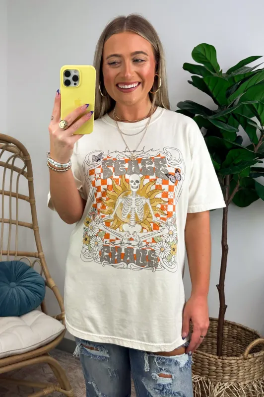 Inhale Peace Exhale Chaos Skeleton Vintage Oversized Graphic Tee - FINAL SALE sold by Madison + Mallory
