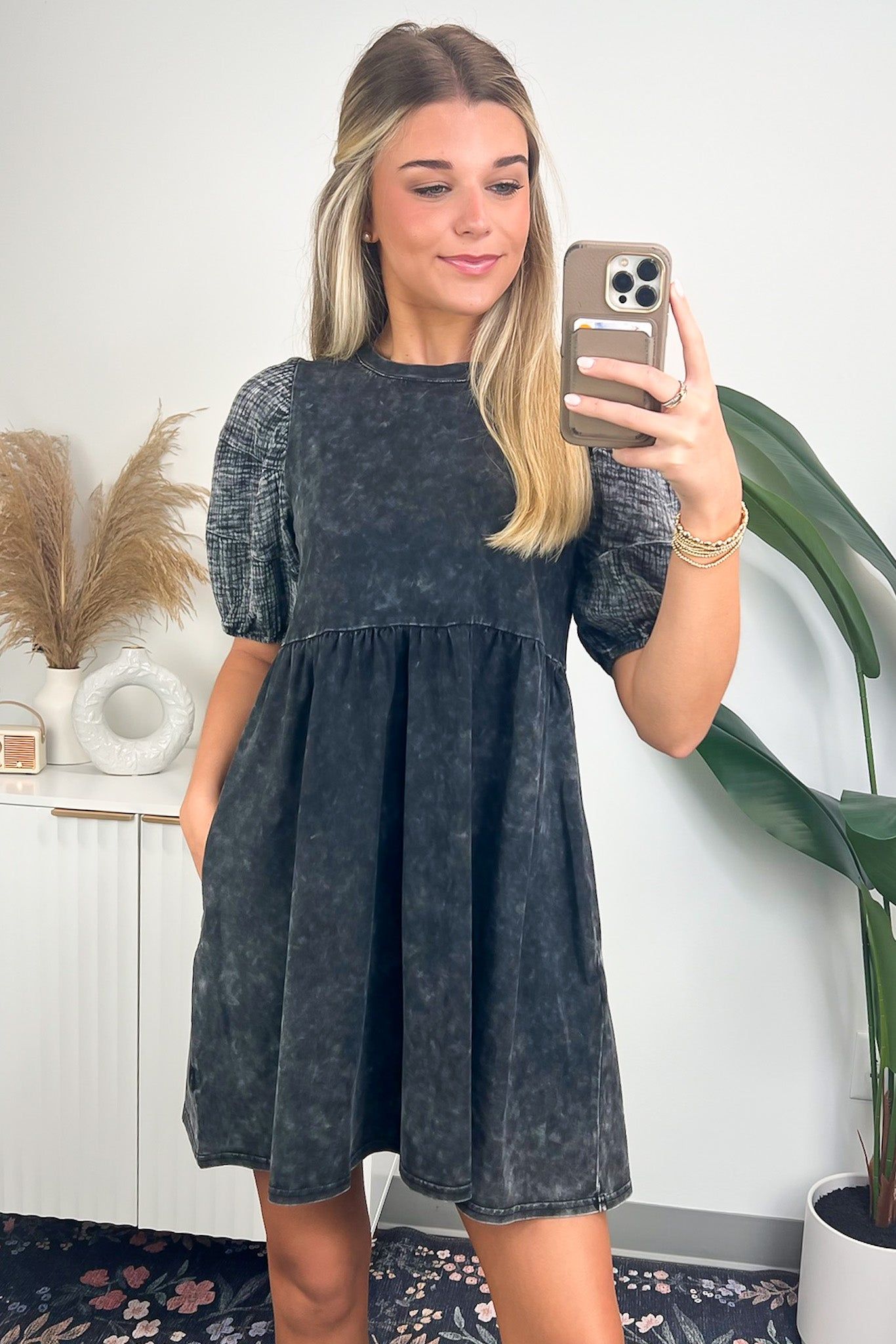 Faunna Puff Sleeve Dress - BACK IN STOCK sold by Madison + Mallory