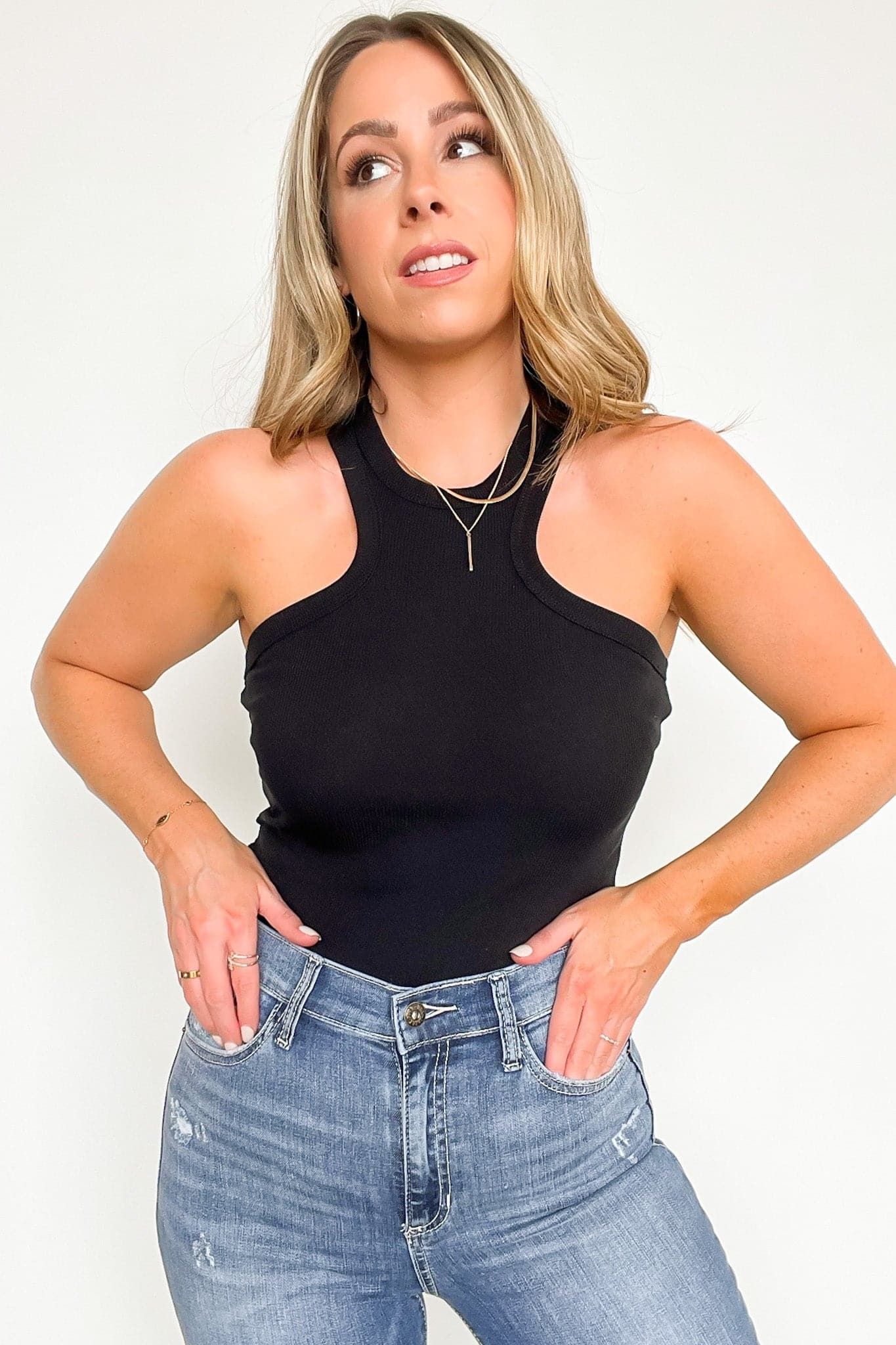 Anzah High Neck Racerback Tank Top - FINAL SALE sold by Madison + Mallory