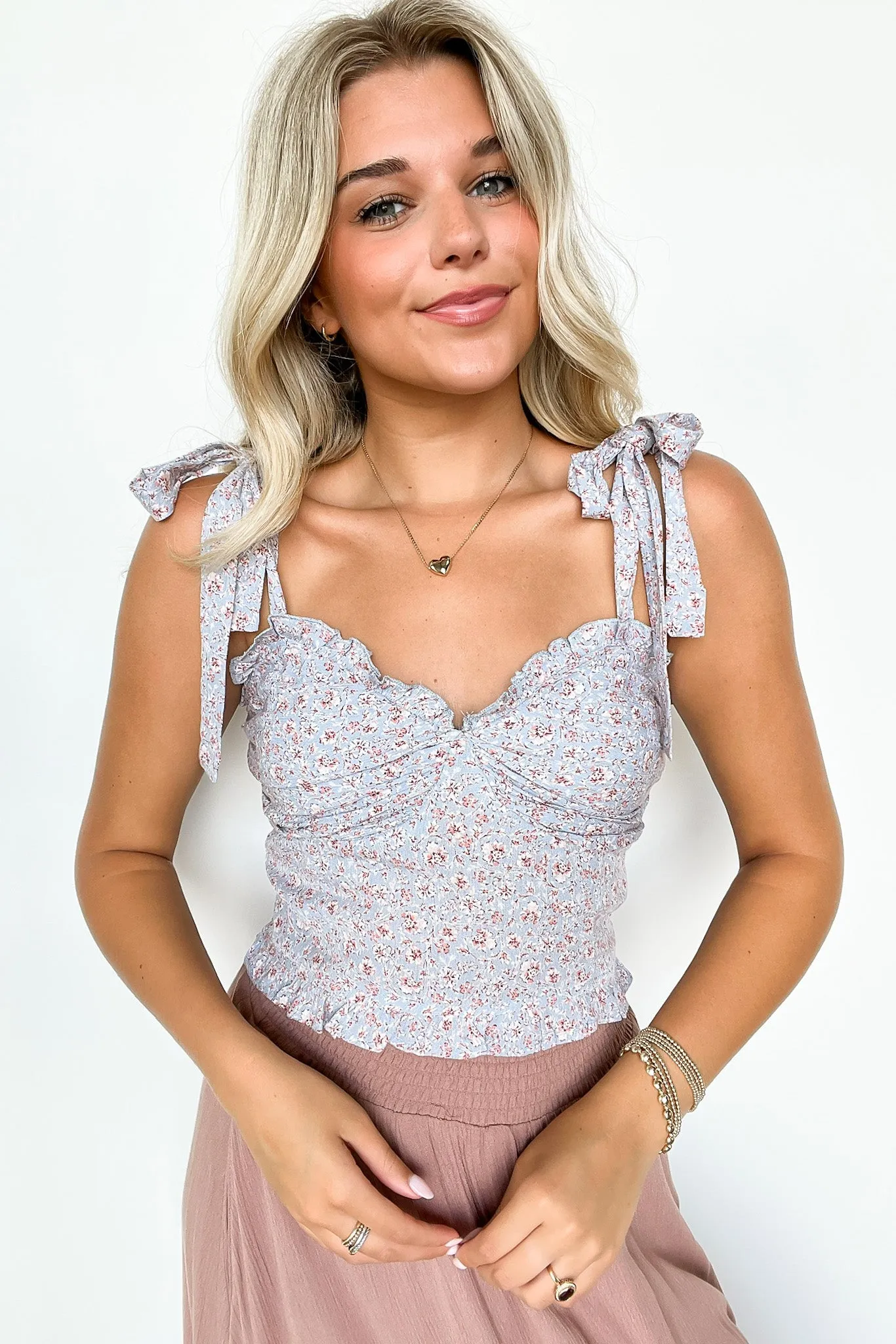 Simply Delightful Floral Sweetheart Ruched Tank Top - FINAL SALE sold by Madison + Mallory product image thumbnail 2