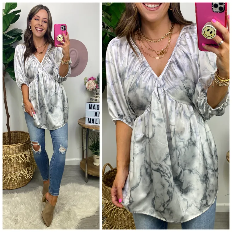 Reasonable Timing Cloud Wash V-Neck Top - FINAL SALE sold by Madison + Mallory