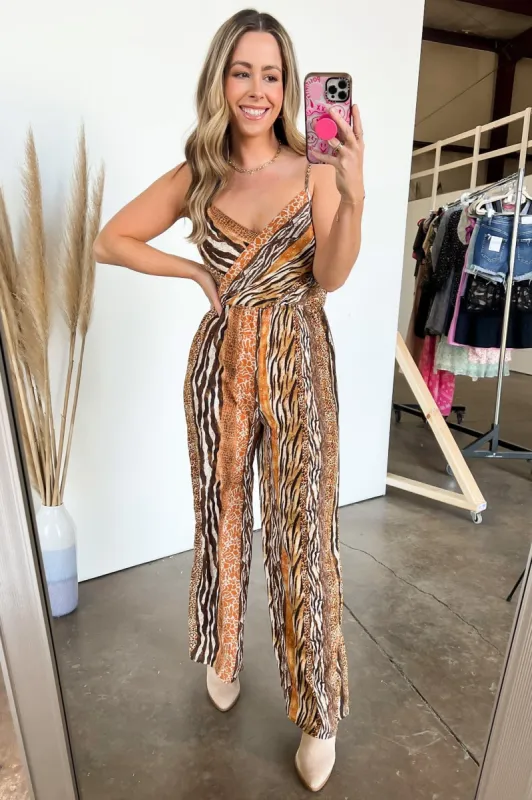 Enjoy the Show Surplice Animal Print Jumpsuit - FINAL SALE made by Timing
