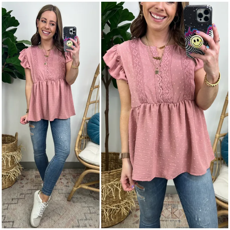 Gentle Greetings Swiss Dot Ruffle Top - FINAL SALE sold by Madison + Mallory