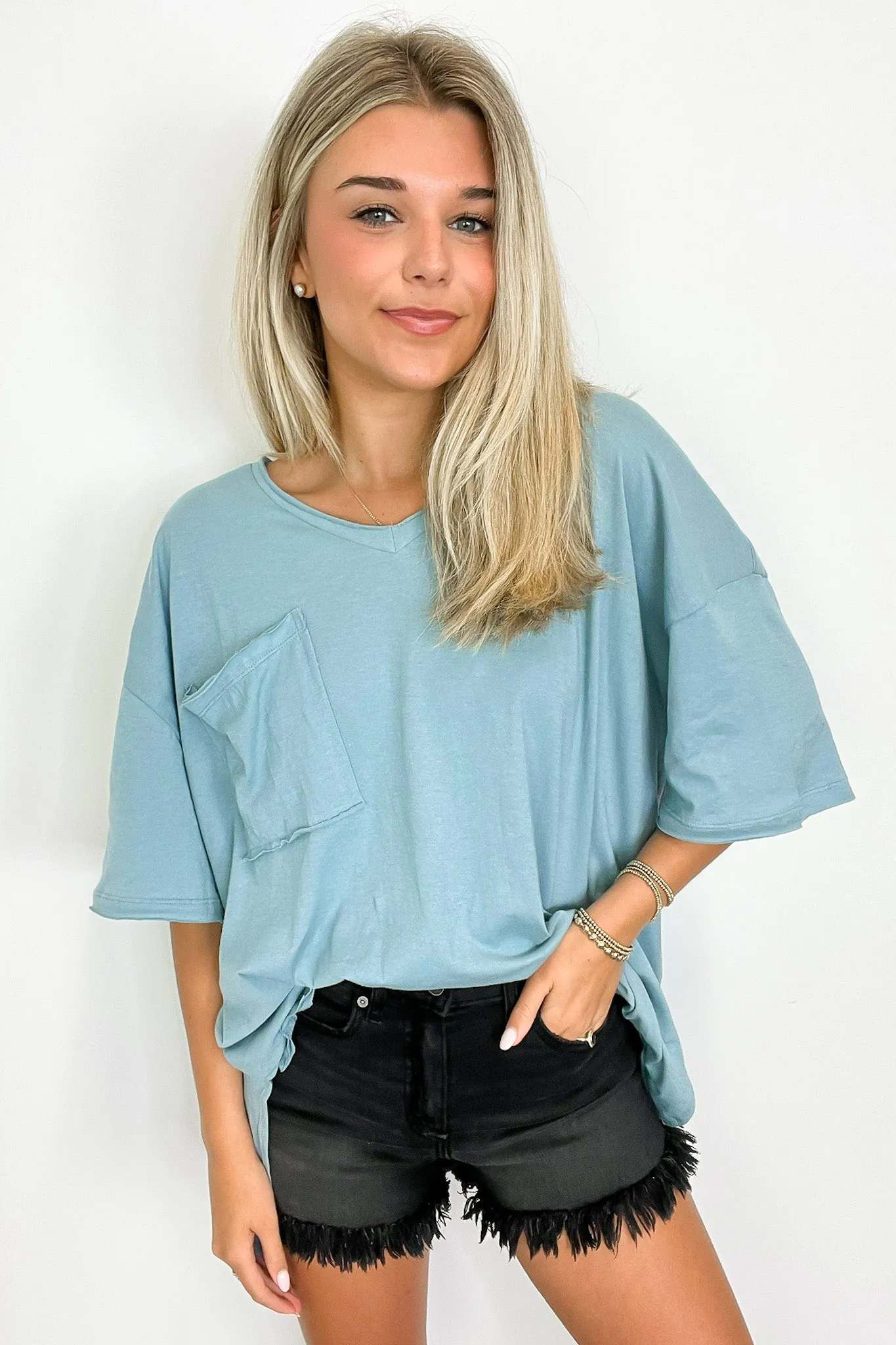 Kamree Oversized Raw Edge Pocket Top - BACK IN STOCK sold by Madison + Mallory product image thumbnail 3