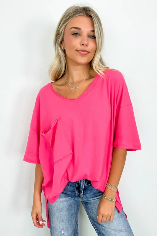 Kamree Oversized Raw Edge Pocket Top - BACK IN STOCK sold by Madison + Mallory
