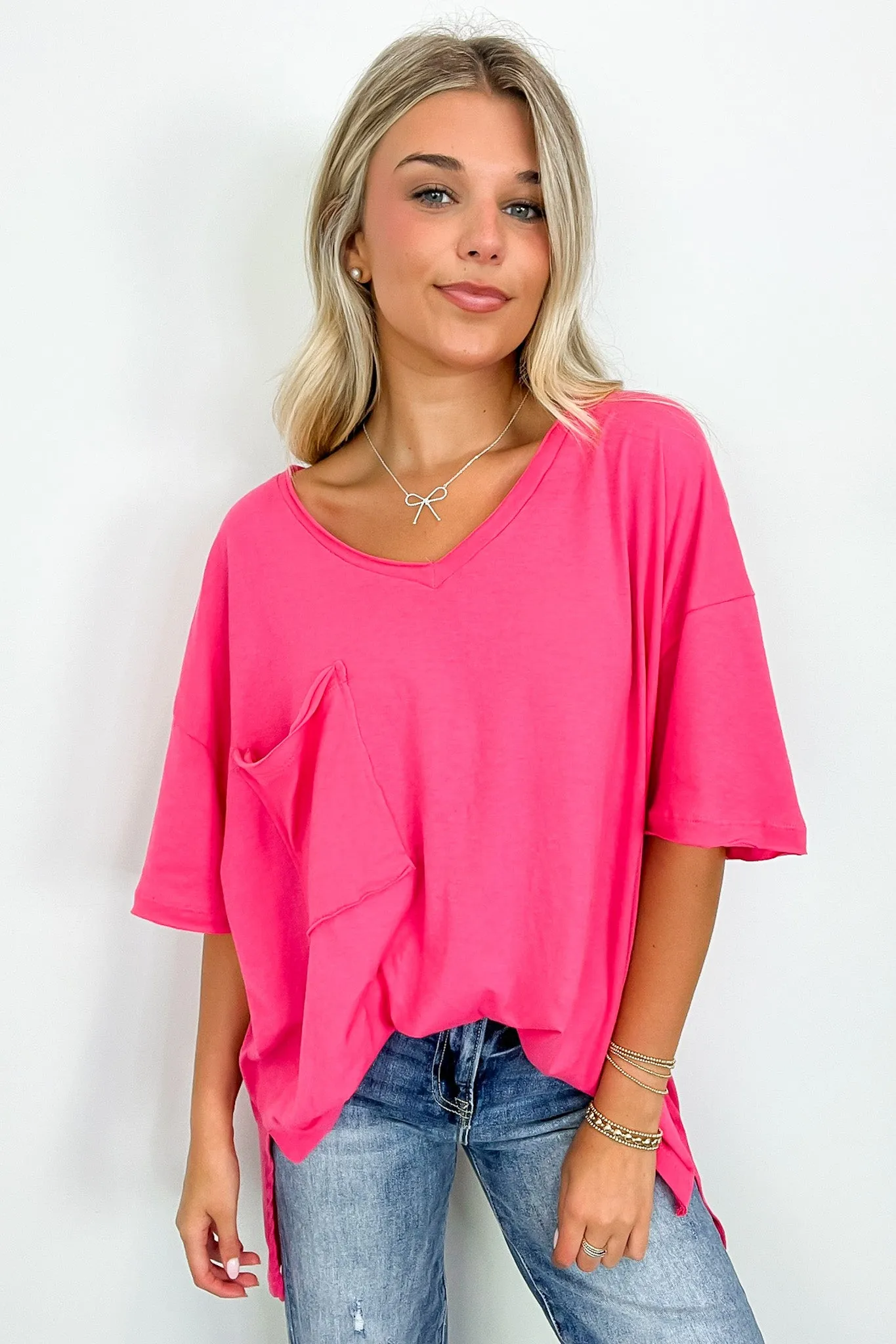 Kamree Oversized Raw Edge Pocket Top - BACK IN STOCK sold by Madison + Mallory