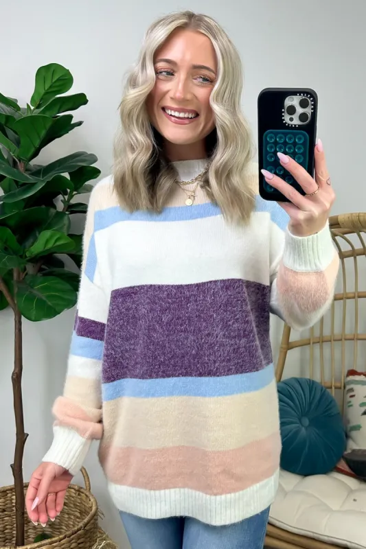 Ellodie Multi Stripe Soft Knit Sweater - FINAL SALE sold by Madison + Mallory