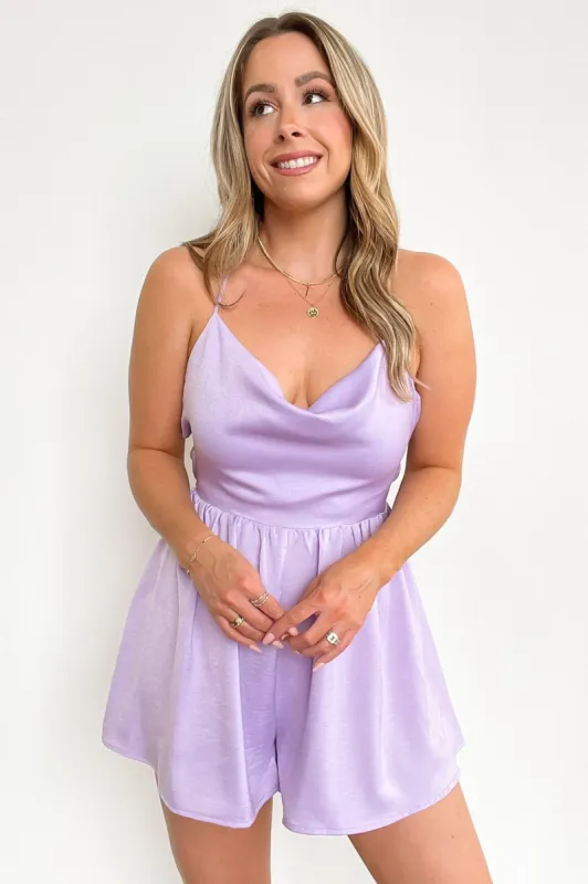 Dream Date Cowl Neck Satin Romper - FINAL SALE made by Blue Blush
