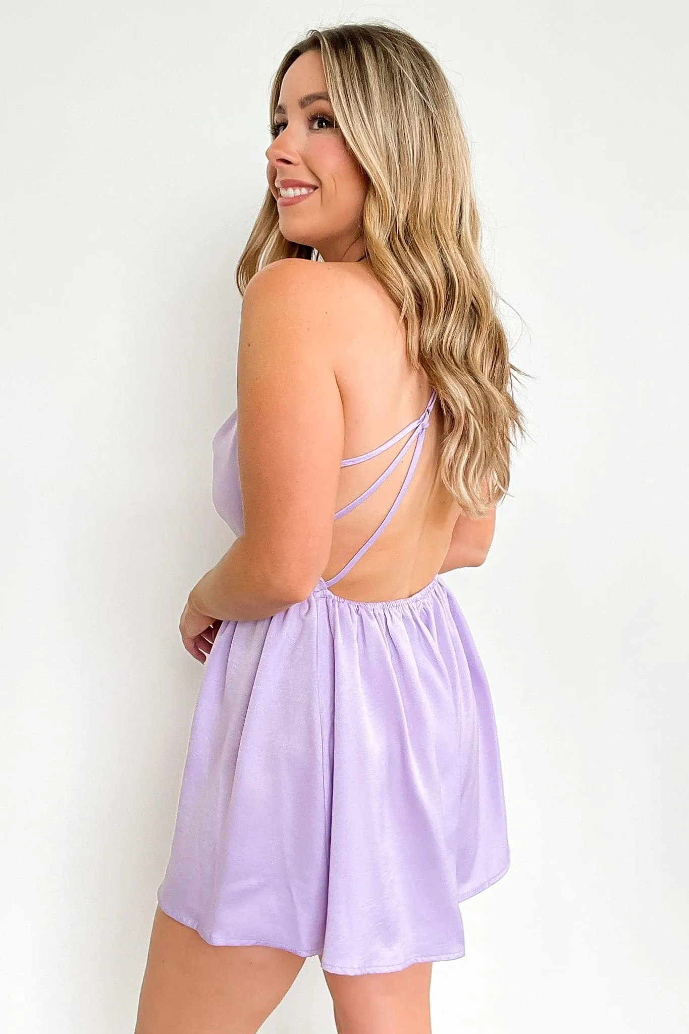 Dream Date Cowl Neck Satin Romper - FINAL SALE sold by Madison + Mallory product image thumbnail 4