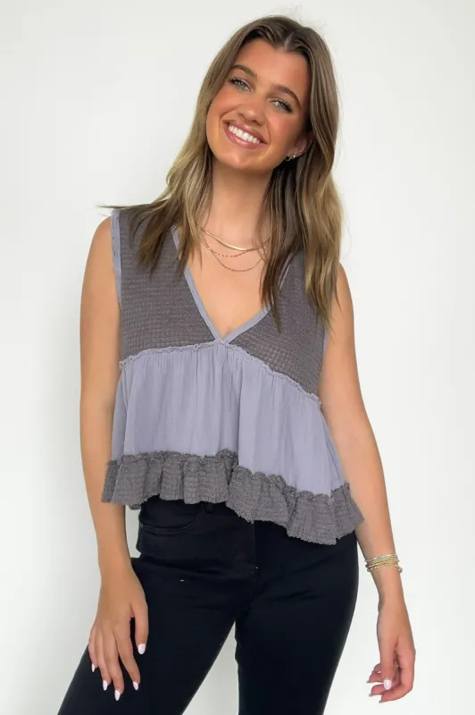 Breeze By V-Neck Ruffle Tank Top - BACK IN STOCK sold by Madison + Mallory