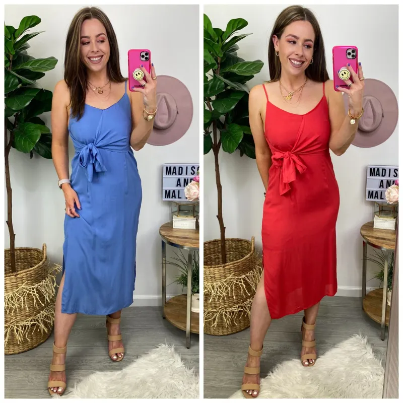 Maliah Front Tie Midi Dress sold by Madison + Mallory