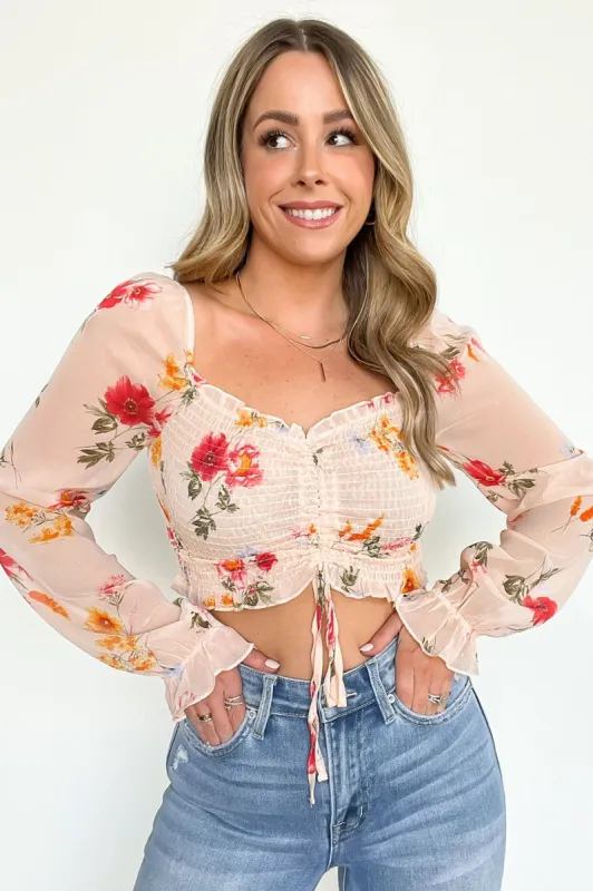 Madelina Floral Ruched Cropped Top - FINAL SALE sold by Madison + Mallory