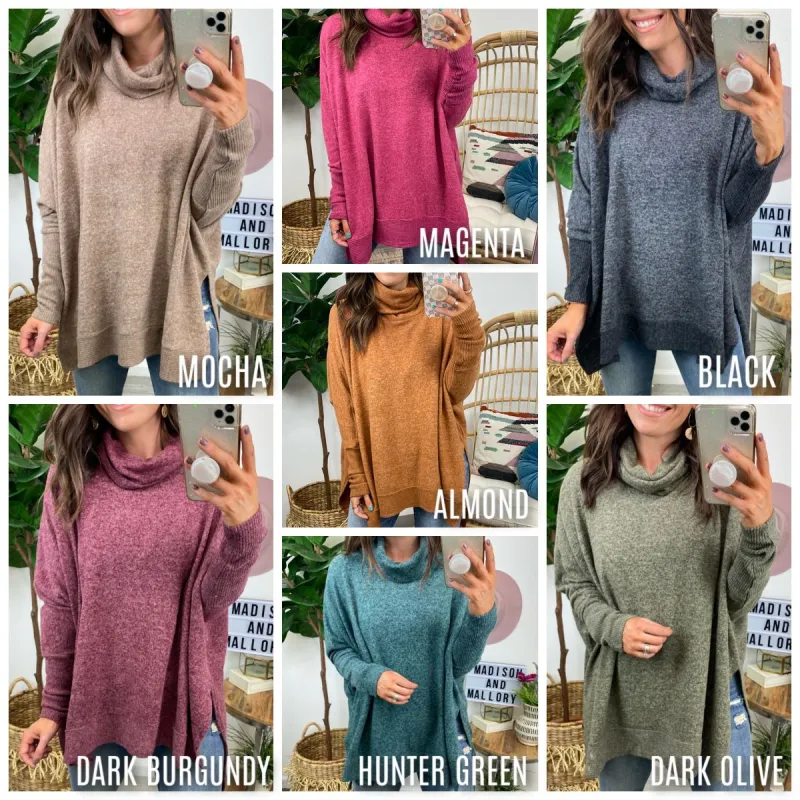 Familiar Feelings Cozy Cowl Neck Sweater sold by Madison + Mallory