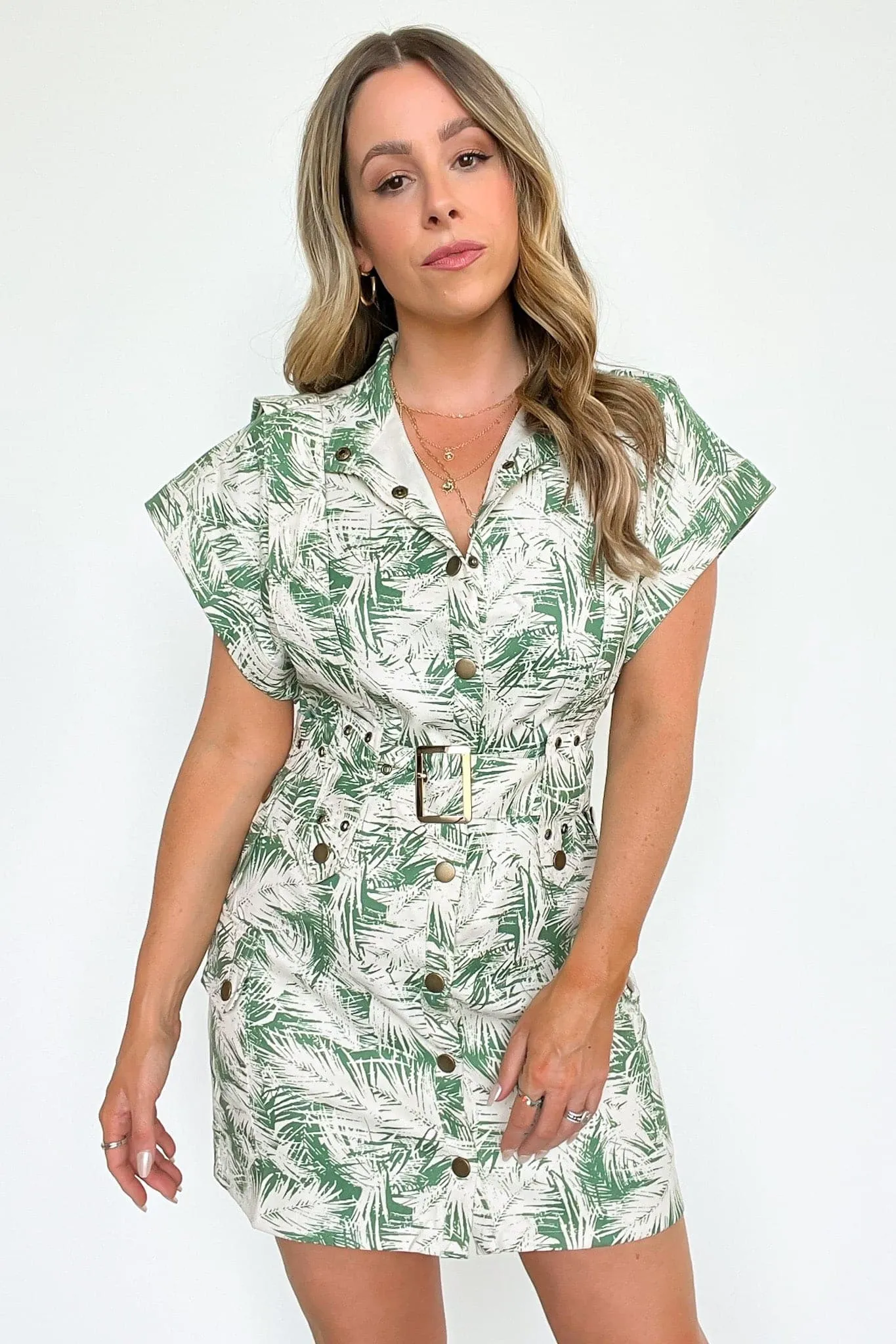 On Island Time Belted Tropical Leaf Print Dress - FINAL SALE sold by Madison + Mallory product image thumbnail 4
