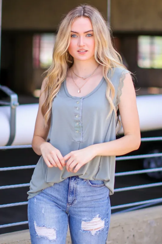 Caleigh Lace Trim Top - FINAL SALE sold by Madison + Mallory