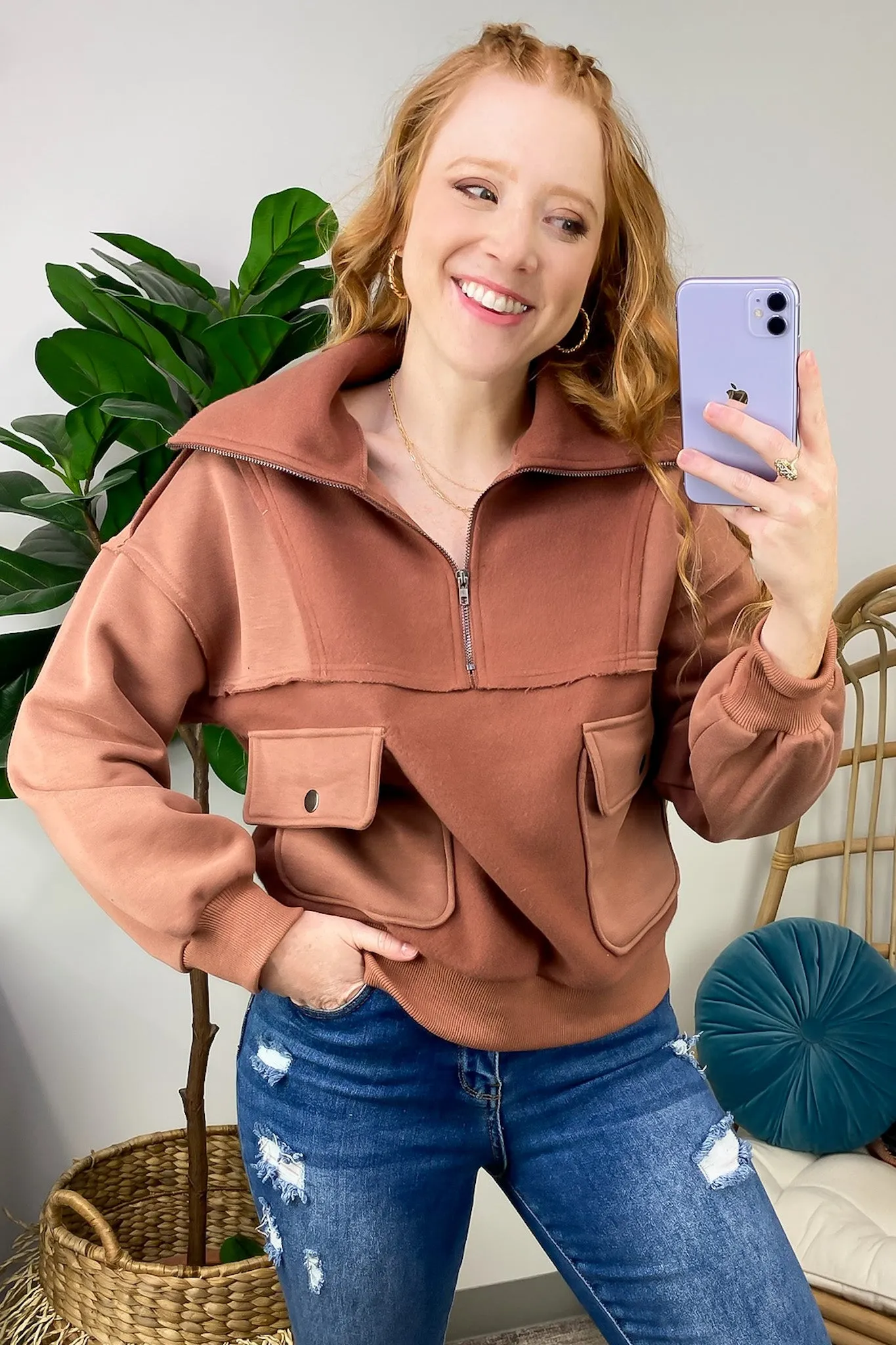 Always Cozy Half Zip Contrast Pullover - FINAL SALE sold by Madison + Mallory product image thumbnail 2