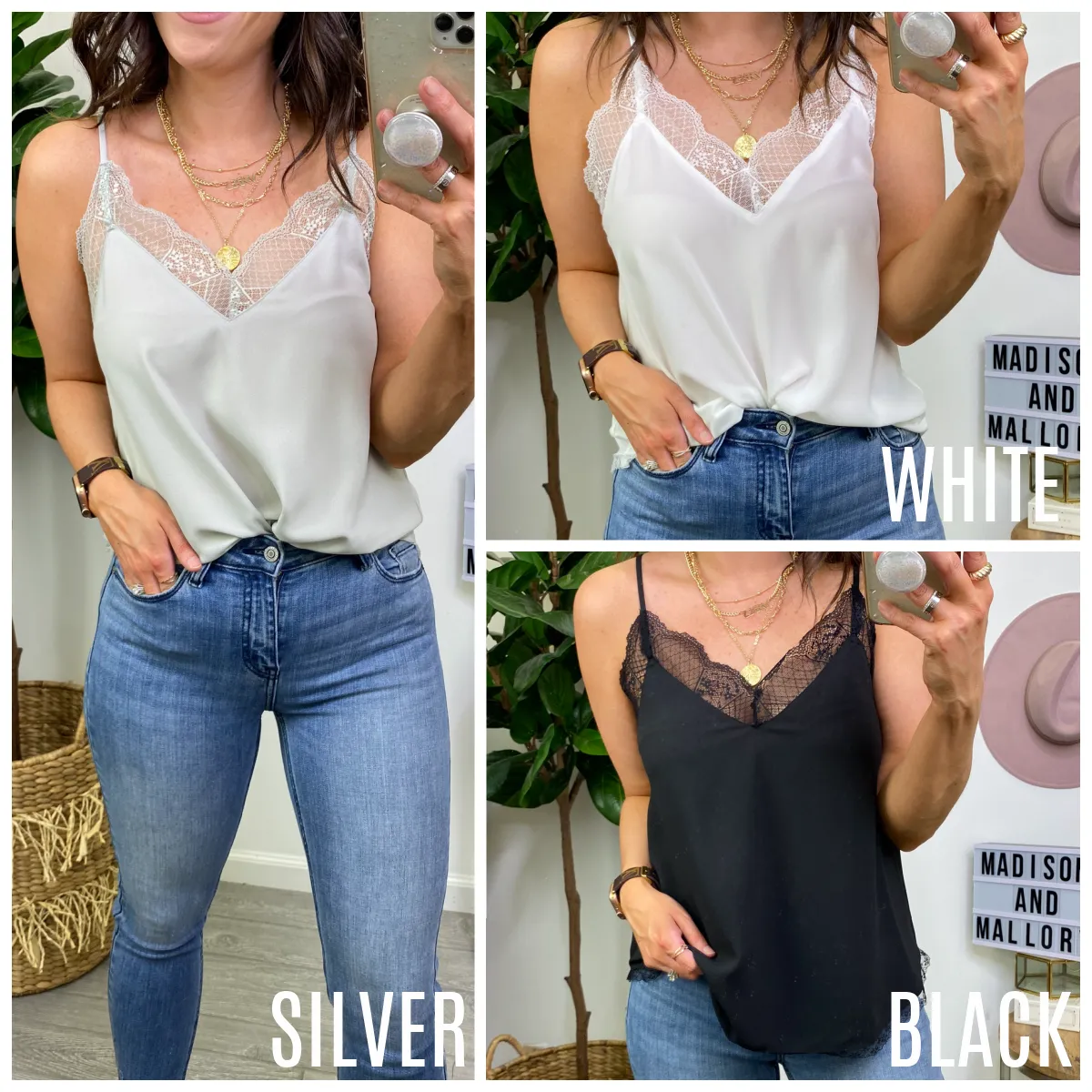 Show Your Affection Lace Trim Cami Top sold by Madison + Mallory product image thumbnail 2