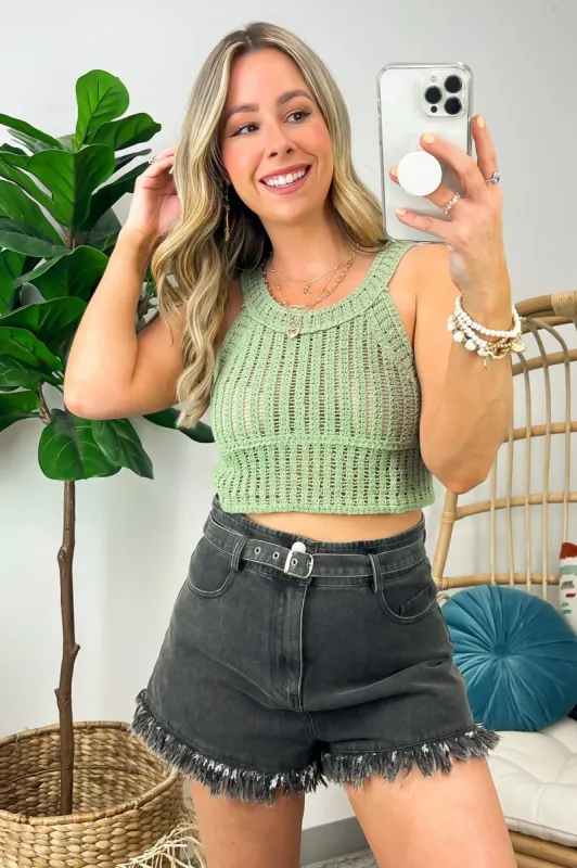 Milla Crochet Rib Knit Cropped Tank Top - FINAL SALE sold by Madison + Mallory
