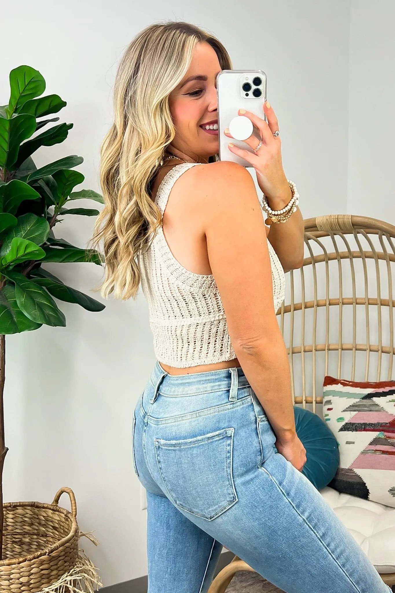 Milla Crochet Rib Knit Cropped Tank Top - FINAL SALE sold by Madison + Mallory product image thumbnail 3