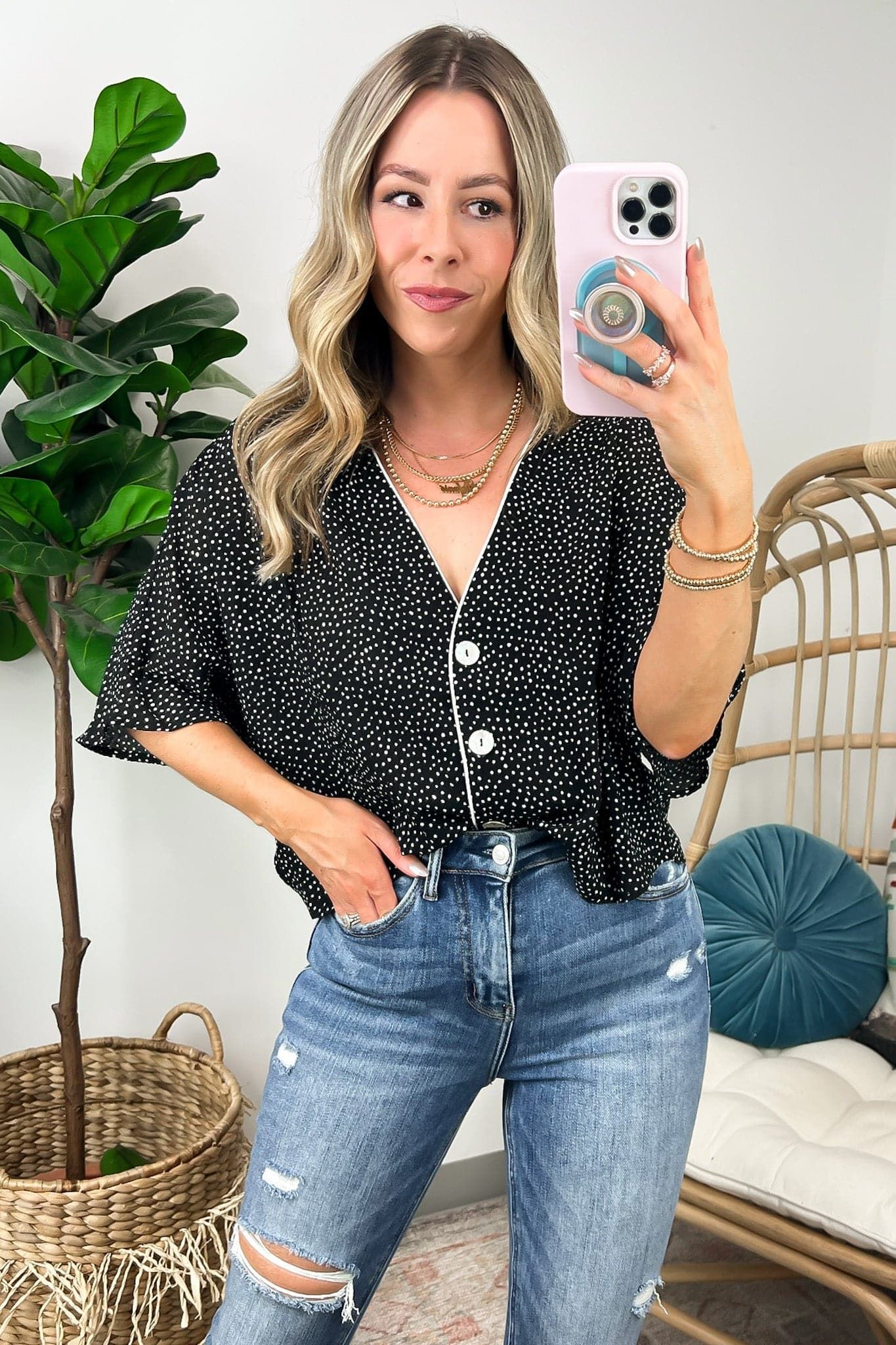 Long Term Polka Dot Button Down Top - FINAL SALE sold by Madison + Mallory