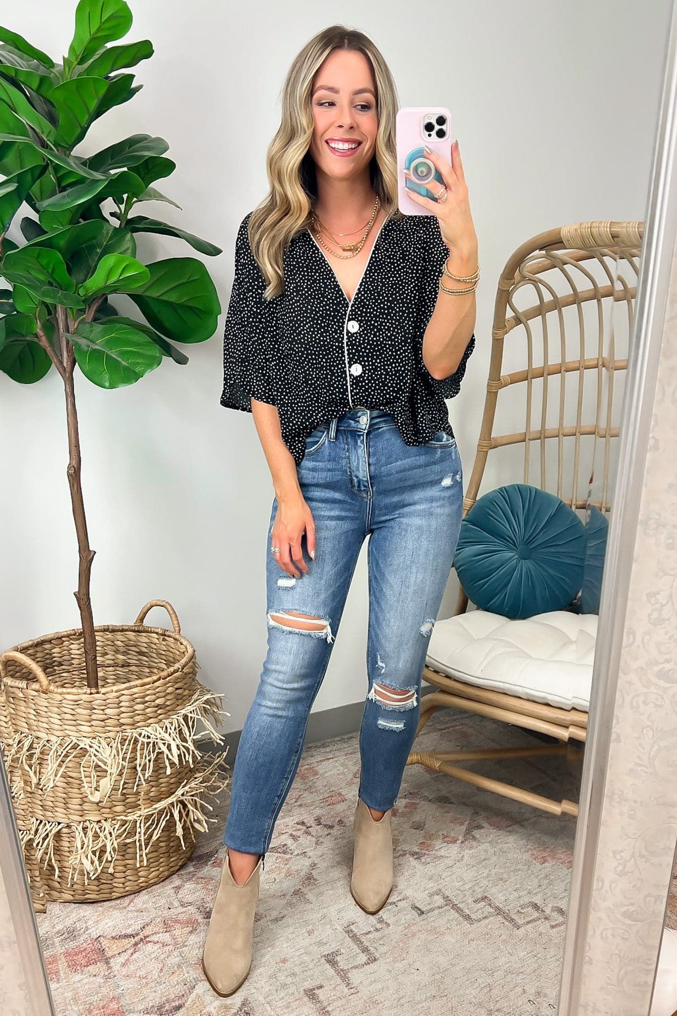 Long Term Polka Dot Button Down Top - FINAL SALE sold by Madison + Mallory product image thumbnail 2