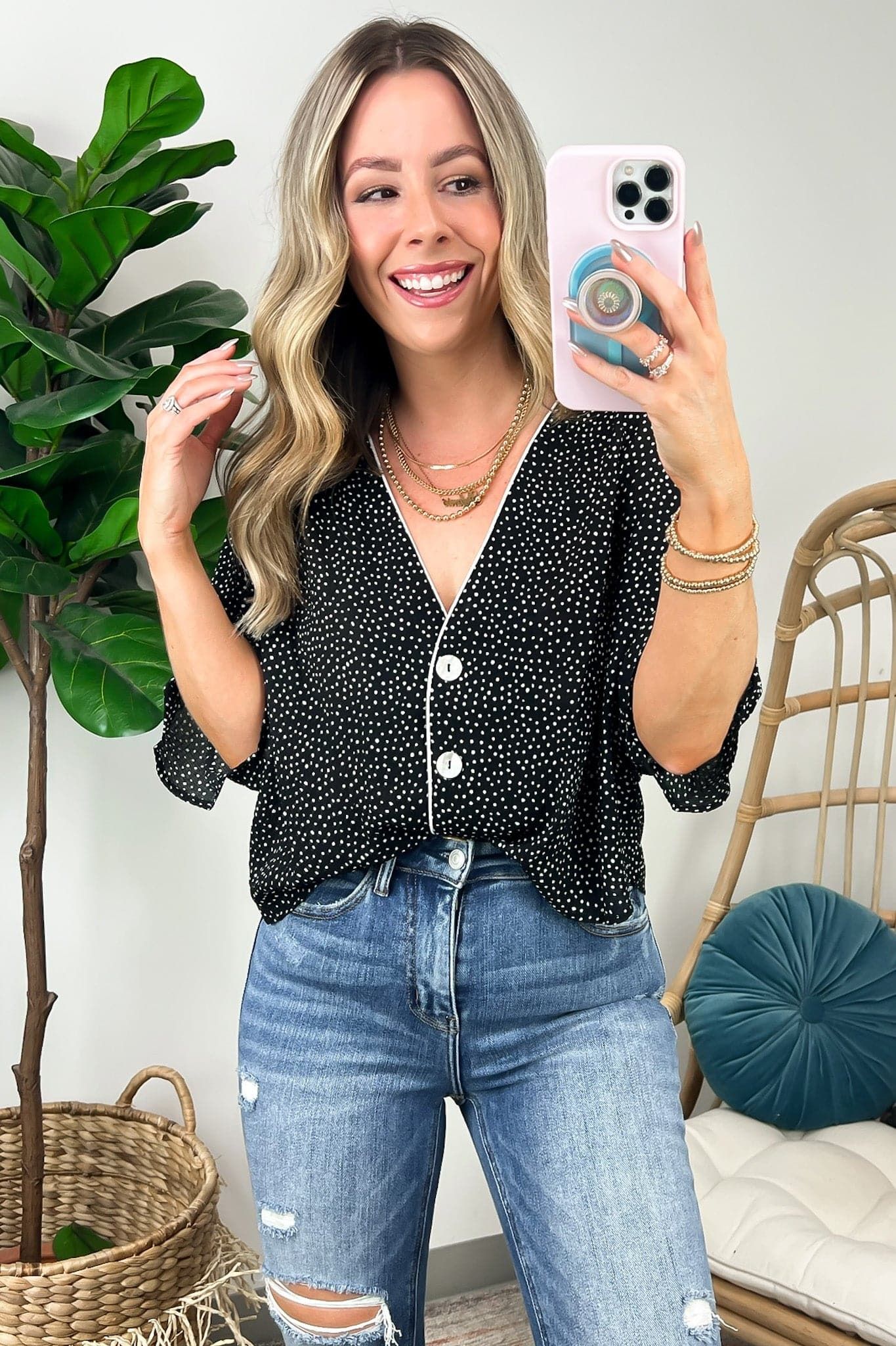 Long Term Polka Dot Button Down Top - FINAL SALE sold by Madison + Mallory product image thumbnail 3