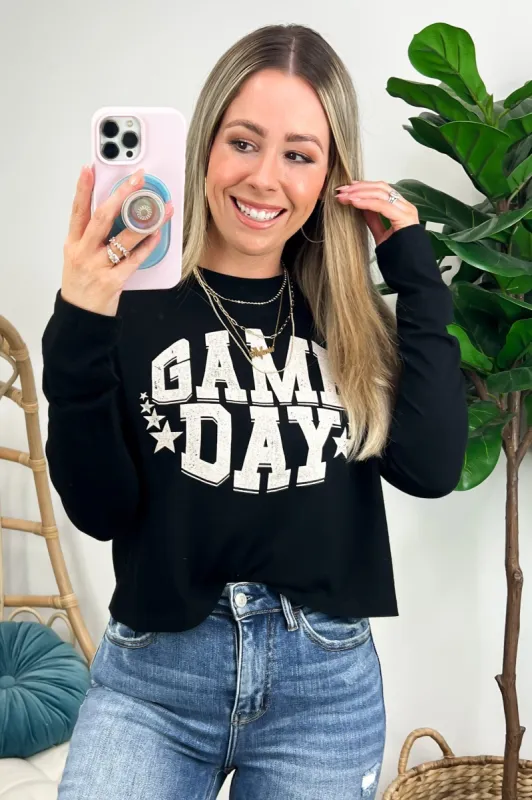 Game Day Graphic Cropped Long Sleeve Tee - FINAL SALE sold by Madison + Mallory