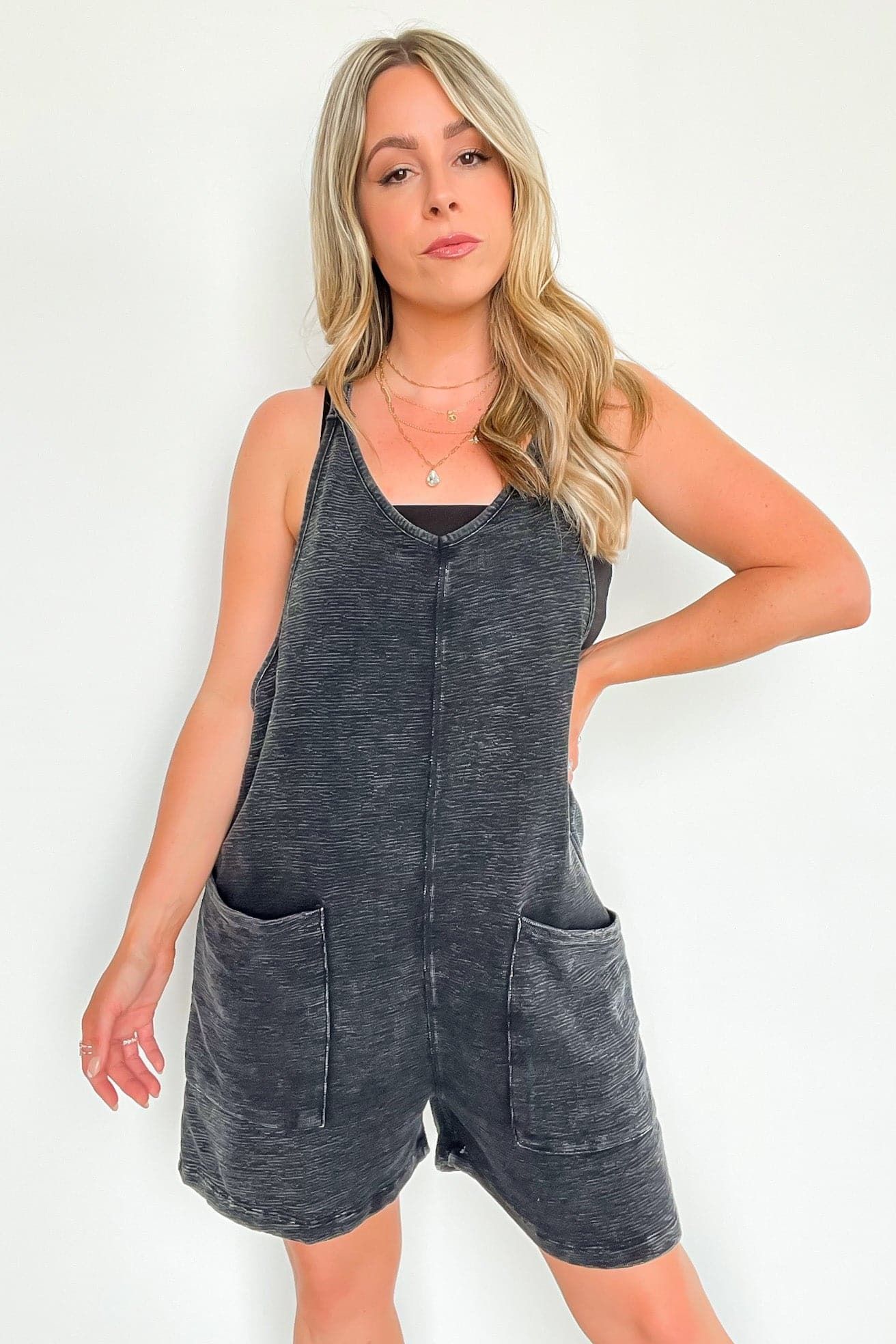Laena Mineral Wash Lounge Jumper Romper - BACK IN STOCK sold by Madison + Mallory product image thumbnail 3