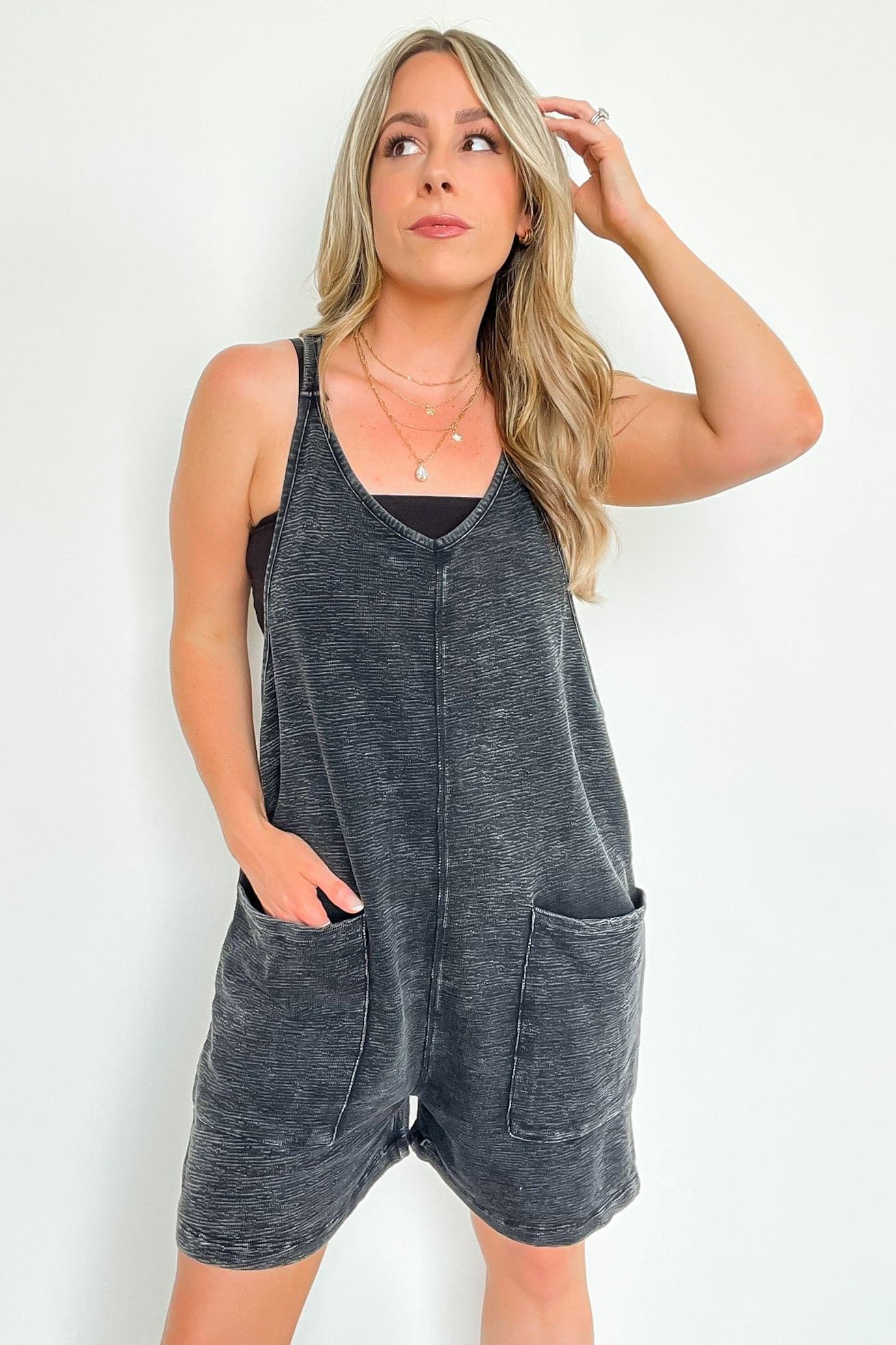 Laena Mineral Wash Lounge Jumper Romper - BACK IN STOCK sold by Madison + Mallory product image thumbnail 4