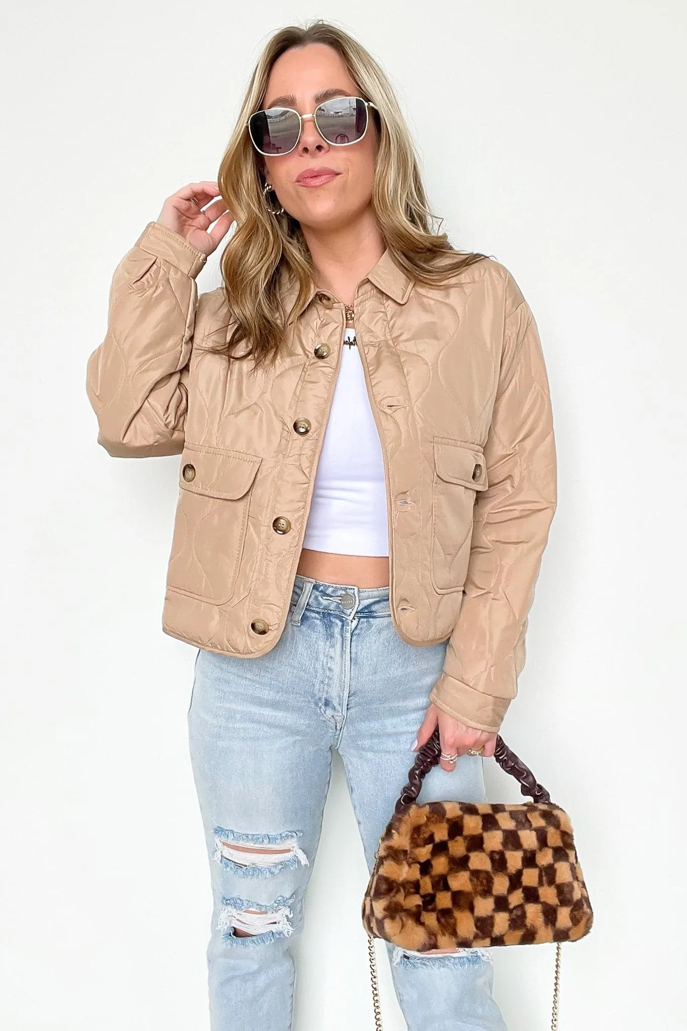 Parkside Quilted Button Down Jacket sold by Madison + Mallory