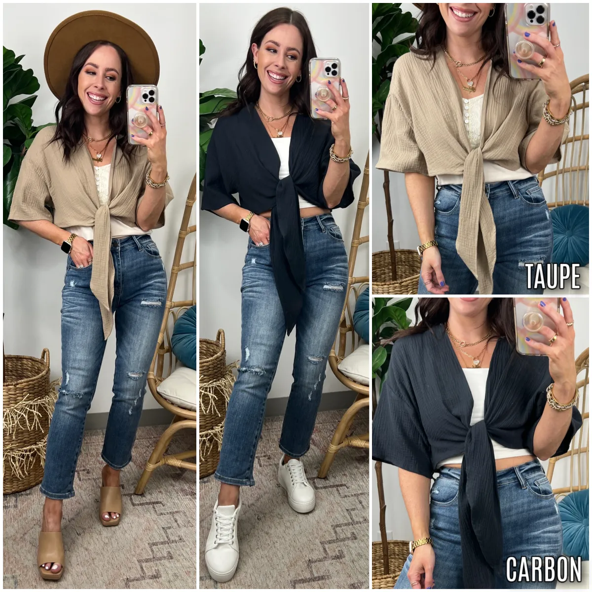 Goldiena Tie Front Top - FINAL SALE sold by Madison + Mallory