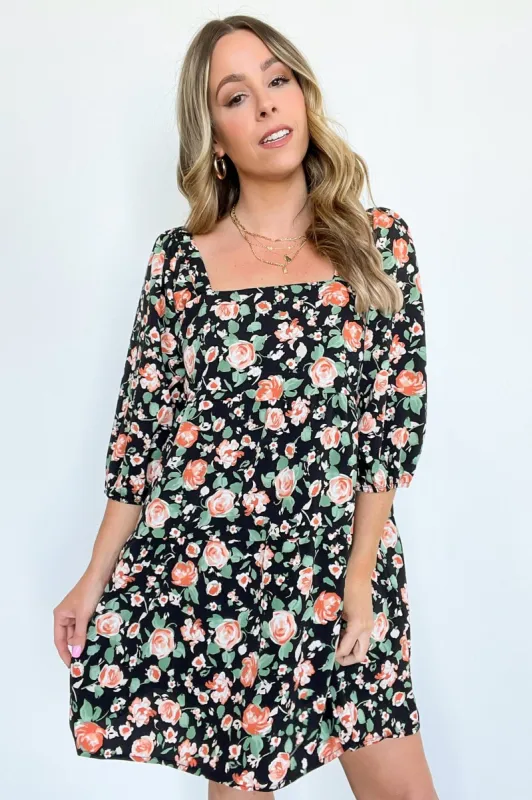 Darling Whimsy Floral Print Puff Sleeve Dress - FINAL SALE sold by Madison + Mallory