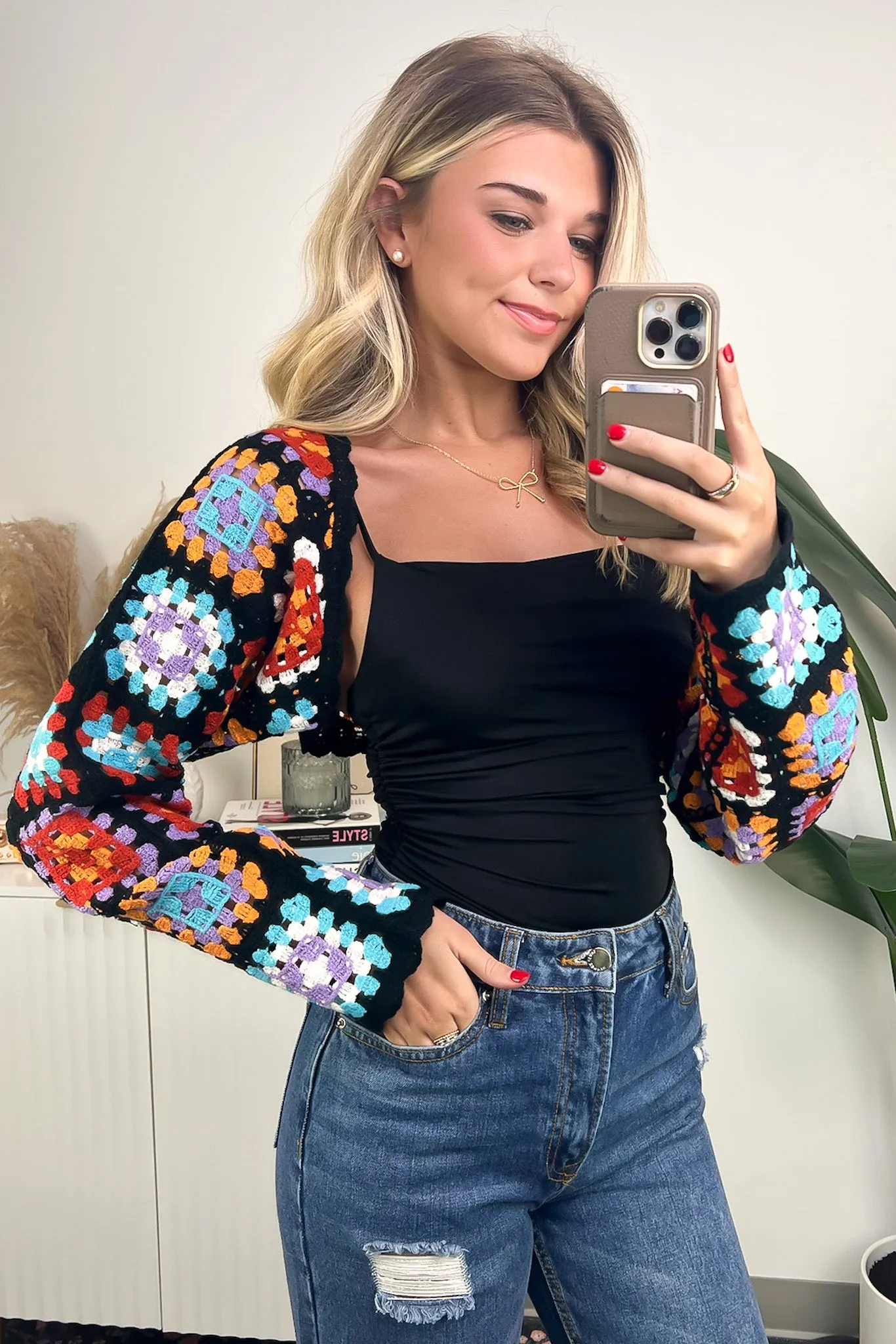 Lucinna Boho Crochet Multi Color Shrug sold by Madison + Mallory product image thumbnail 5