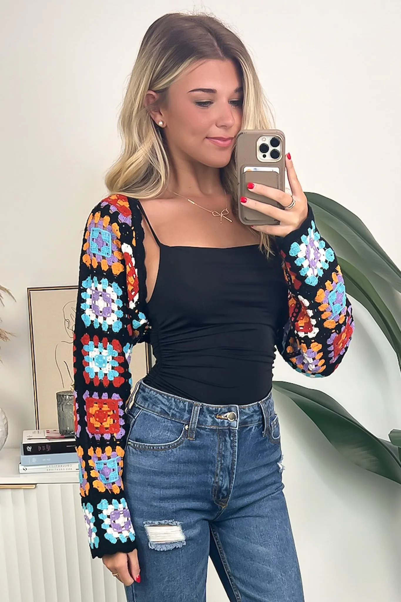 Lucinna Boho Crochet Multi Color Shrug sold by Madison + Mallory product image thumbnail 2