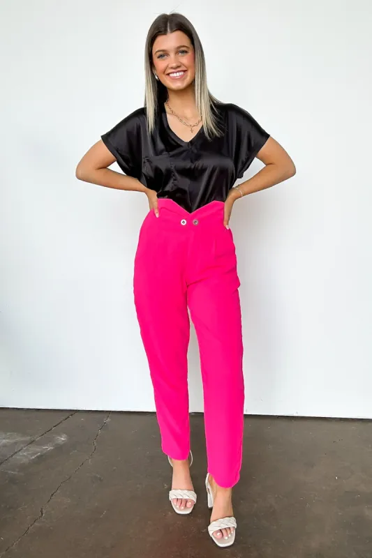 Kamie Button Pleated Straight Leg Pants - FINAL SALE sold by Madison + Mallory