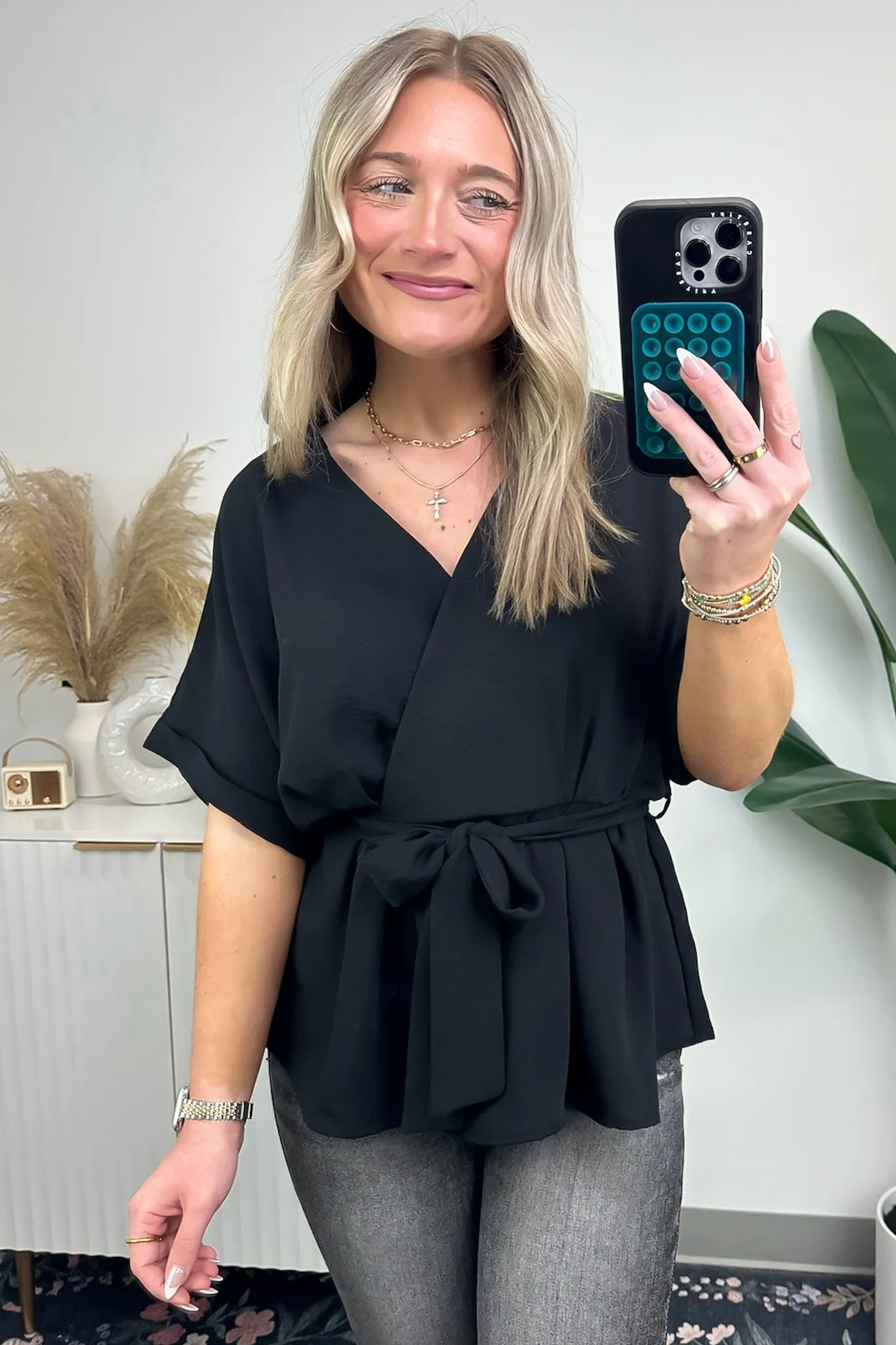 Alluring Magic Surplice Tie Front Top - FINAL SALE sold by Madison + Mallory product image thumbnail 5