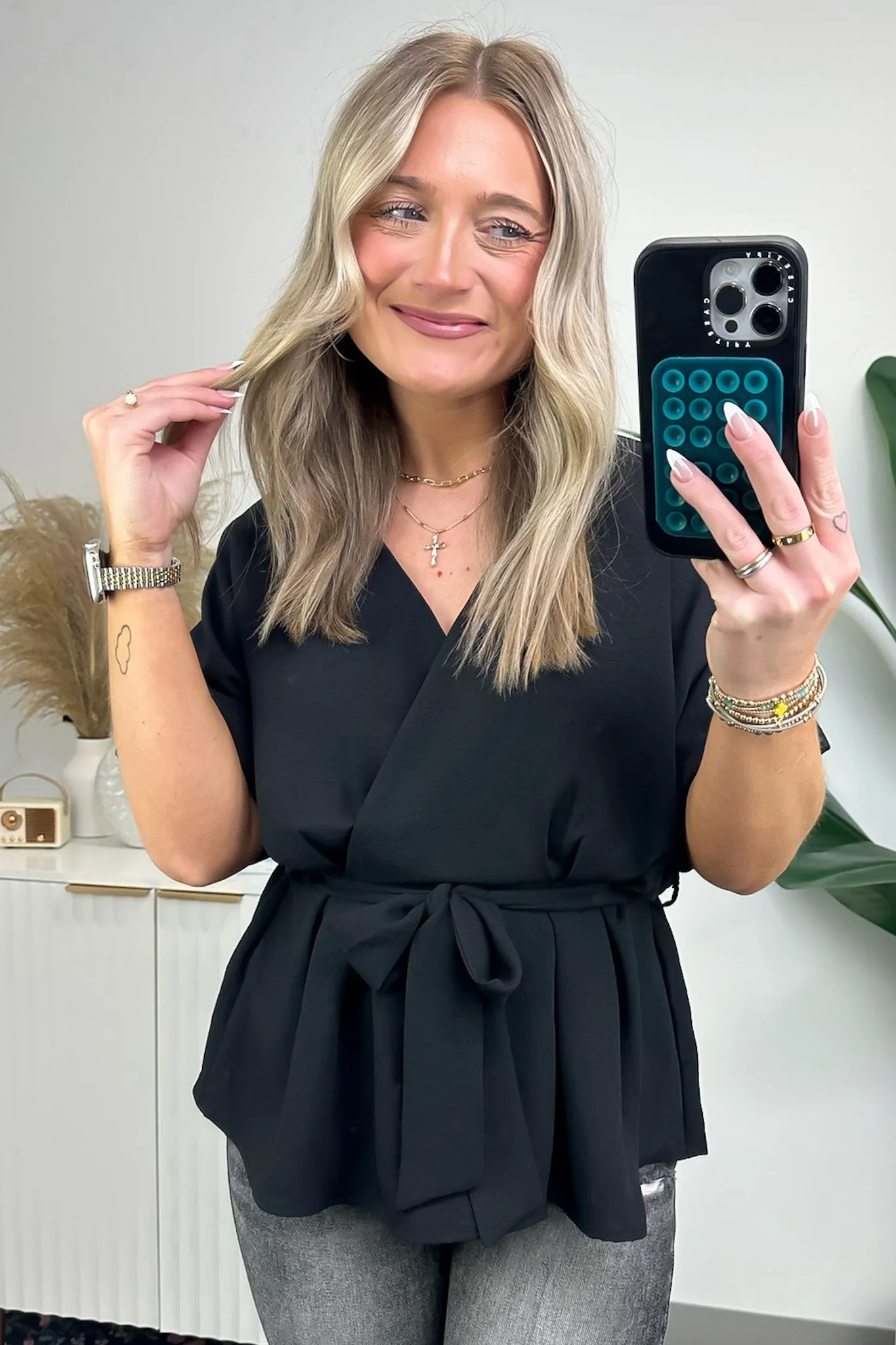 Alluring Magic Surplice Tie Front Top - FINAL SALE sold by Madison + Mallory product image thumbnail 4