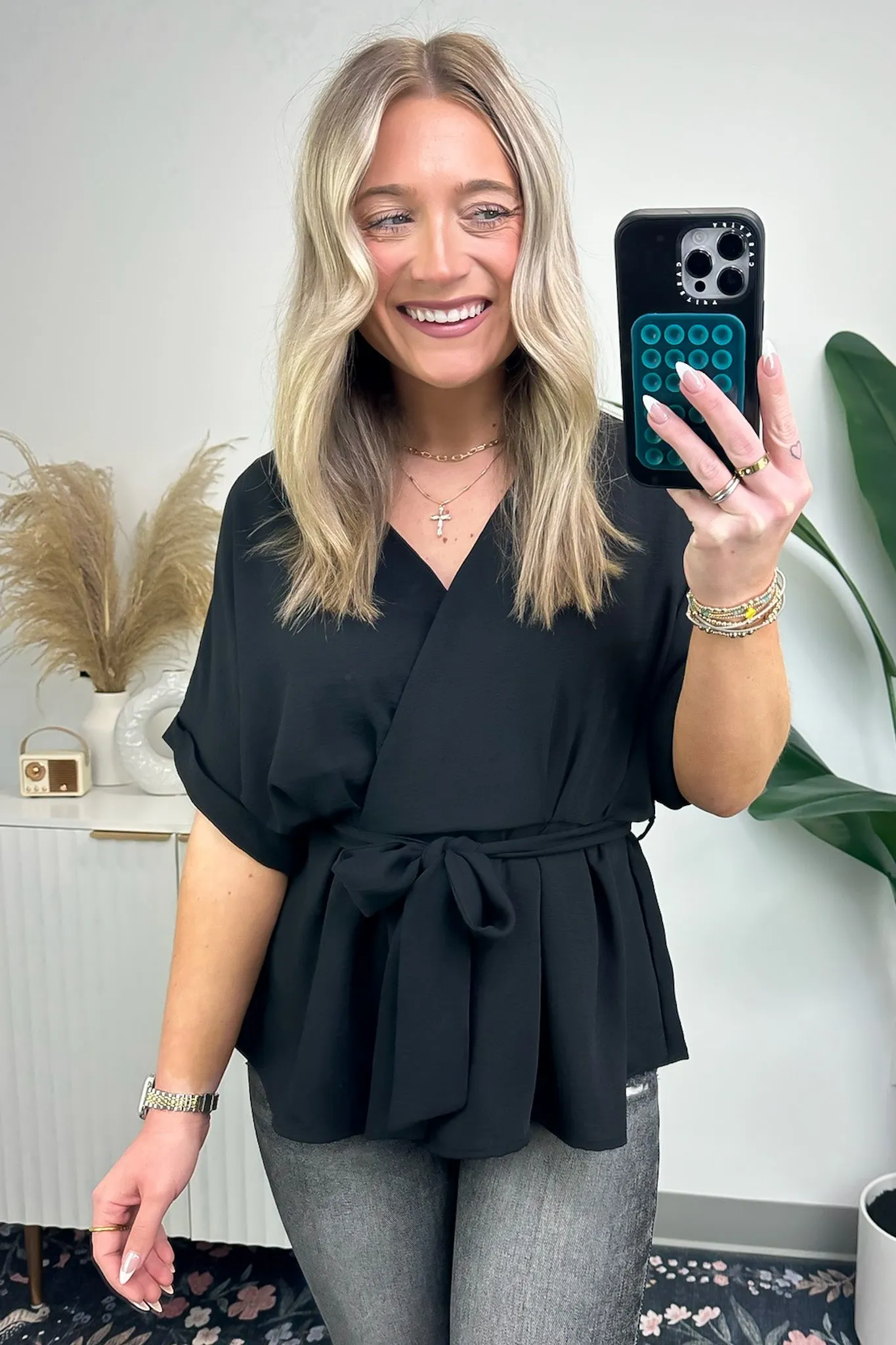 Alluring Magic Surplice Tie Front Top - FINAL SALE sold by Madison + Mallory