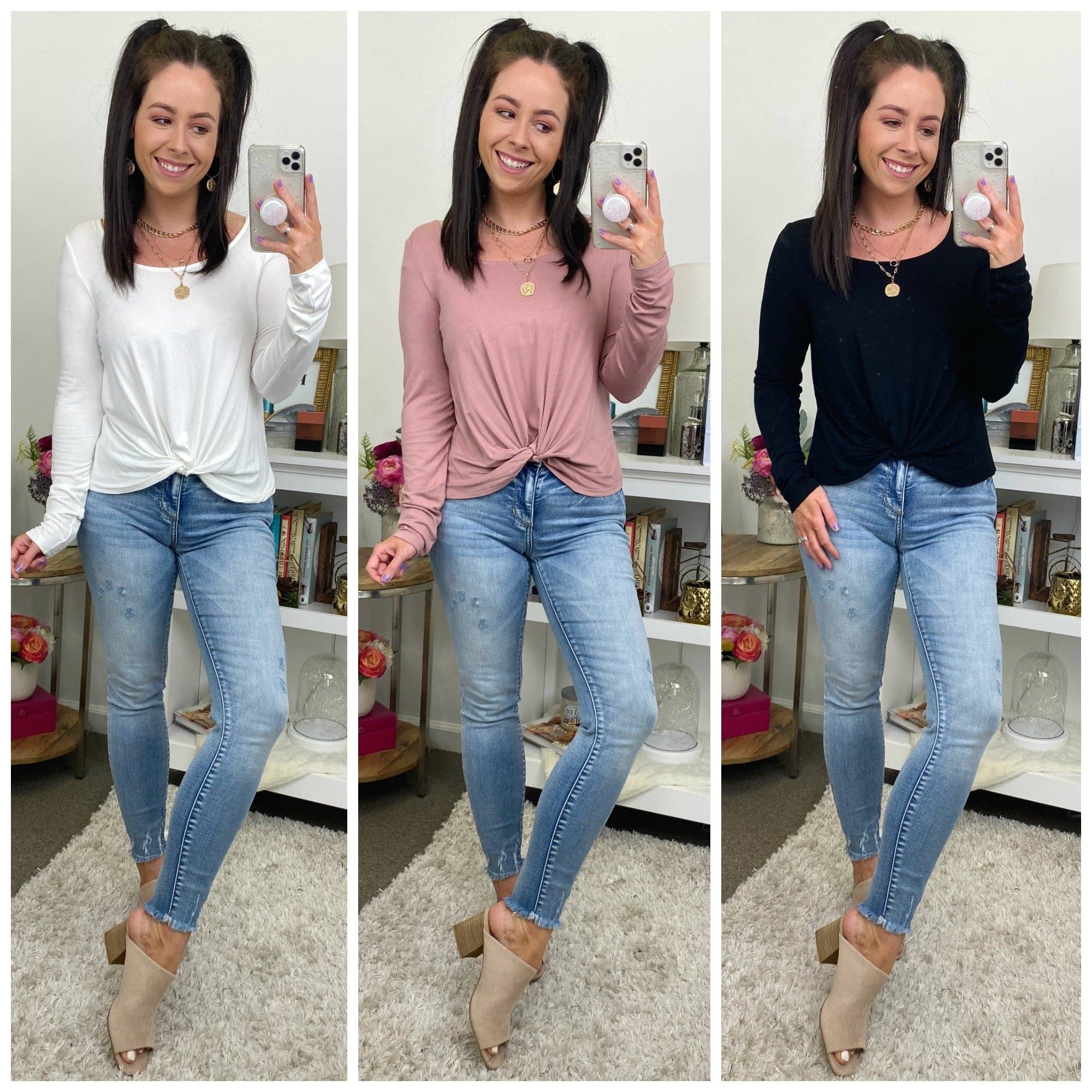 With a Twist Front Top sold by Madison + Mallory