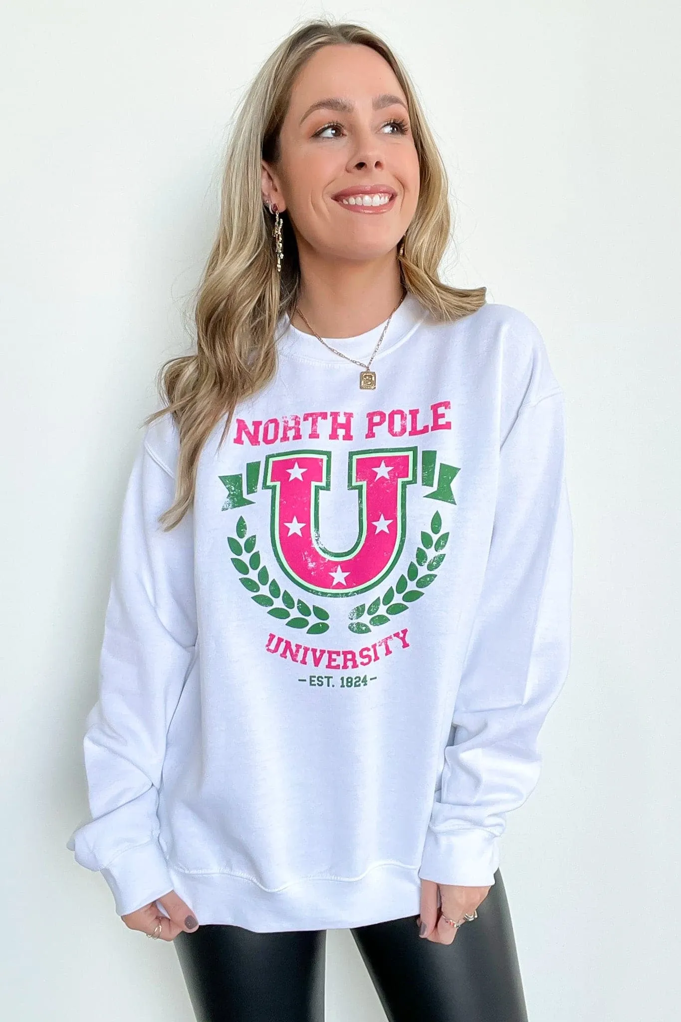 North Pole University Oversized Graphic Sweatshirt - FINAL SALE sold by Madison + Mallory product image thumbnail 3