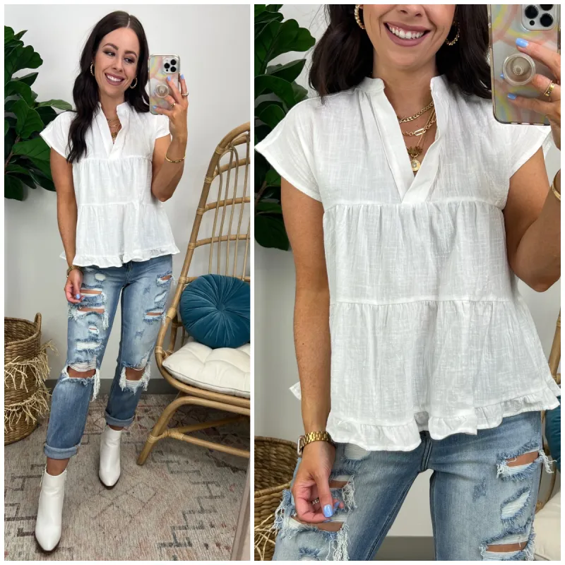 Marney V-Neck Tiered Top - FINAL SALE sold by Madison + Mallory
