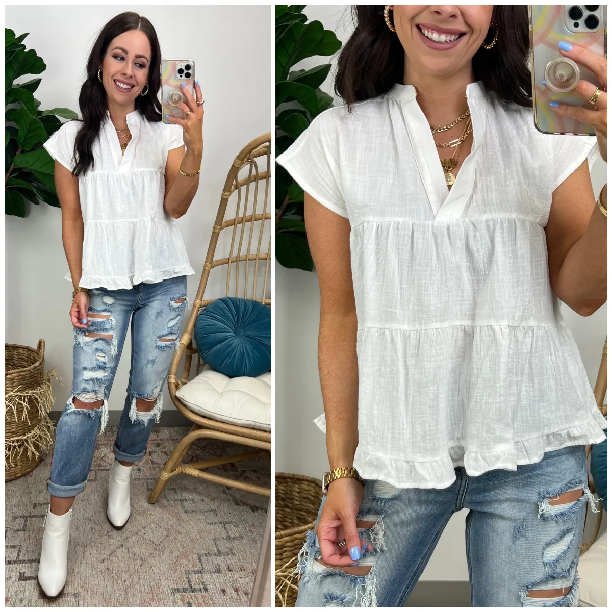 Marney V-Neck Tiered Top - FINAL SALE sold by Madison + Mallory