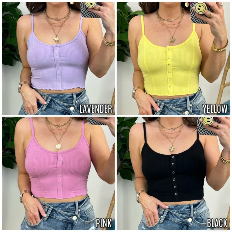 Nicely Done Knit Button Cropped Cami Top - FINAL SALE sold by Madison + Mallory