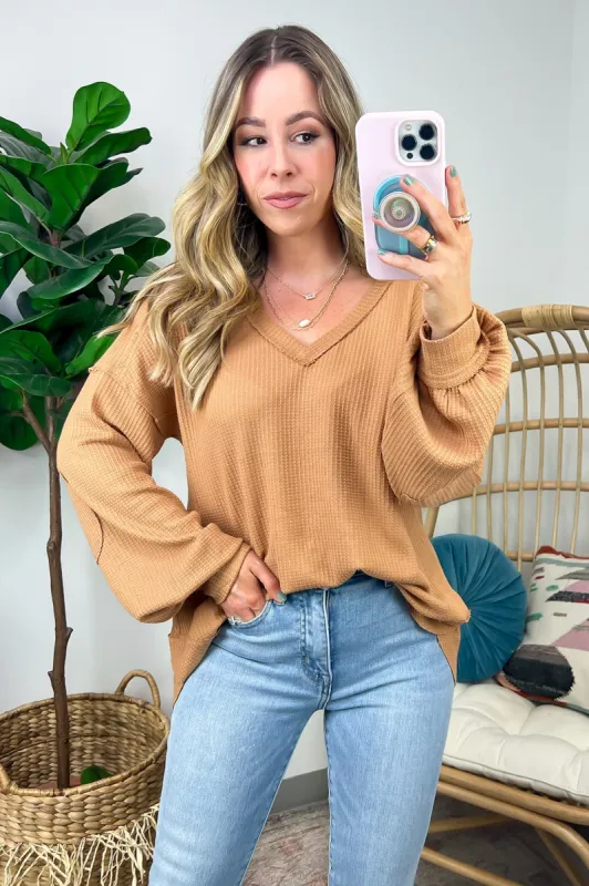 Marlenis Elbow Patched Casual Knit Top - FINAL SALE sold by Madison + Mallory